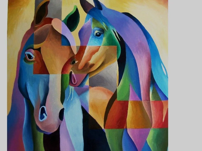 Ellen's Horses. Oil on Canvas. 36"square. Private Collection. 