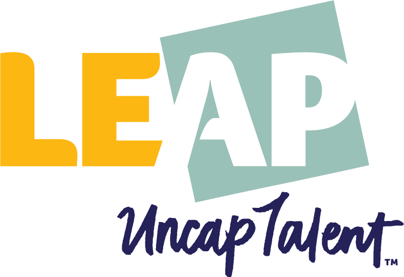 Graphical logo with bold letters spelling 'LEAP' and 'UncapTalent' underneath.