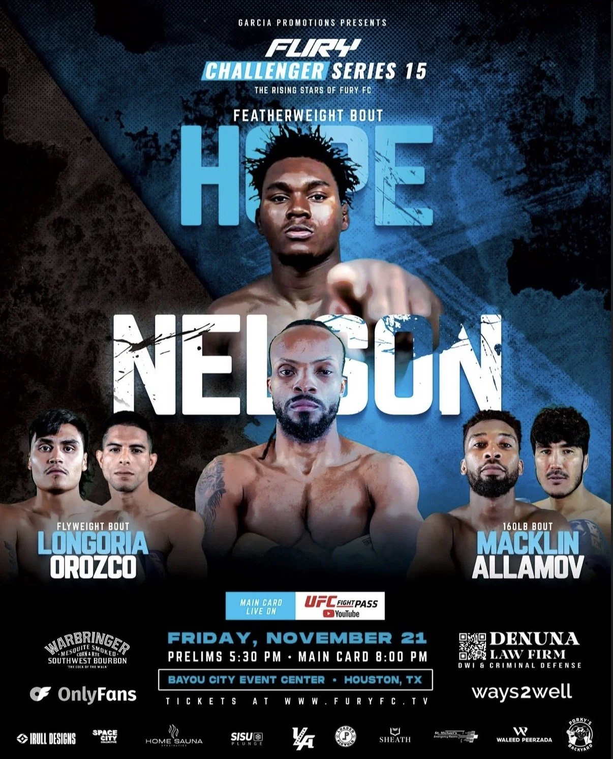 Hope, Nelson Headline Fury Challenger Series 15 in Houston