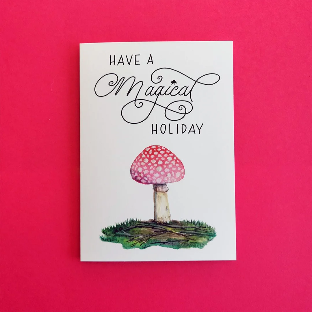 Magical Mushroom Holiday Greeting Card
