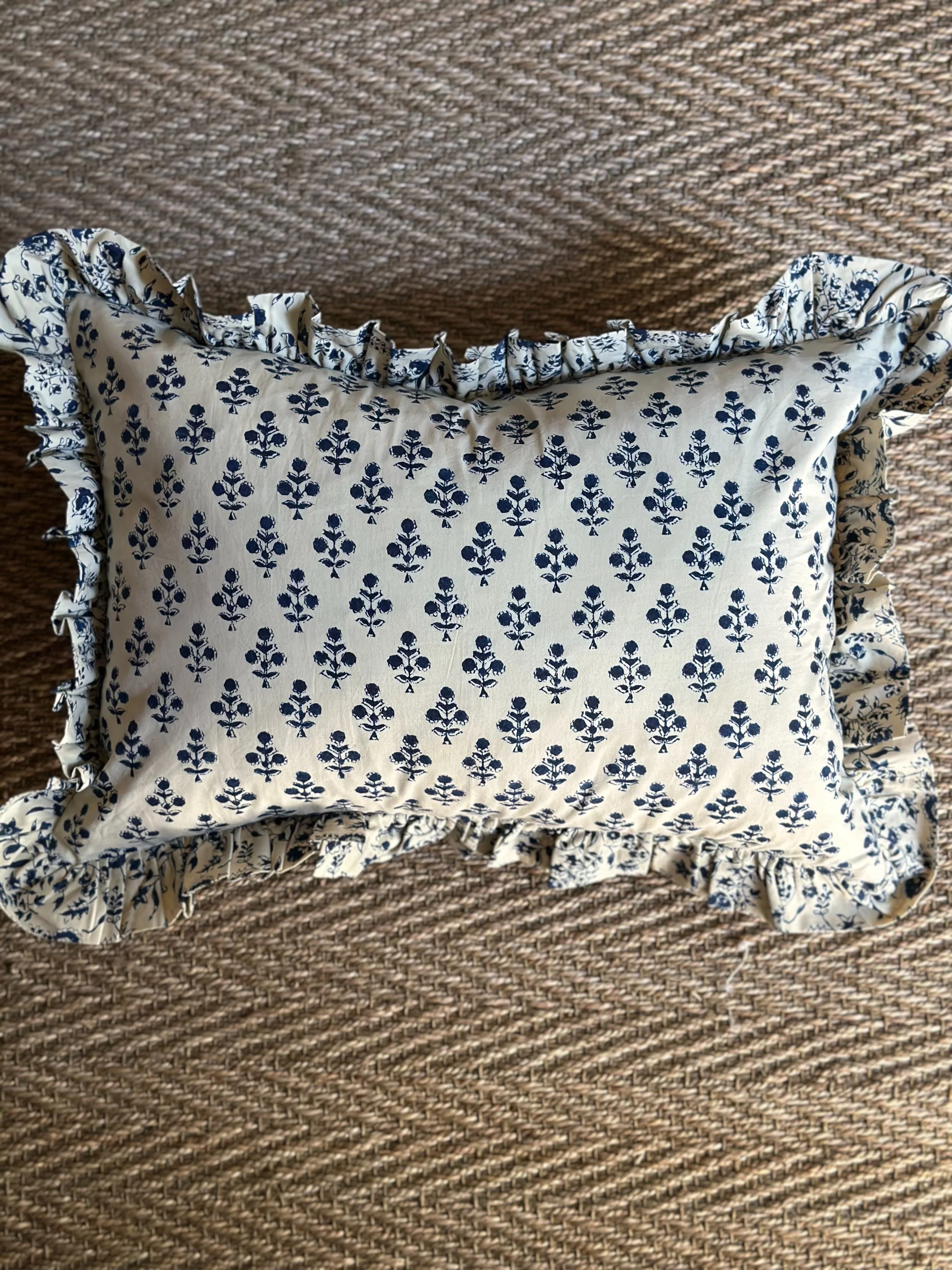 "Lottie" Lumbar Pillow Cover in Indigo