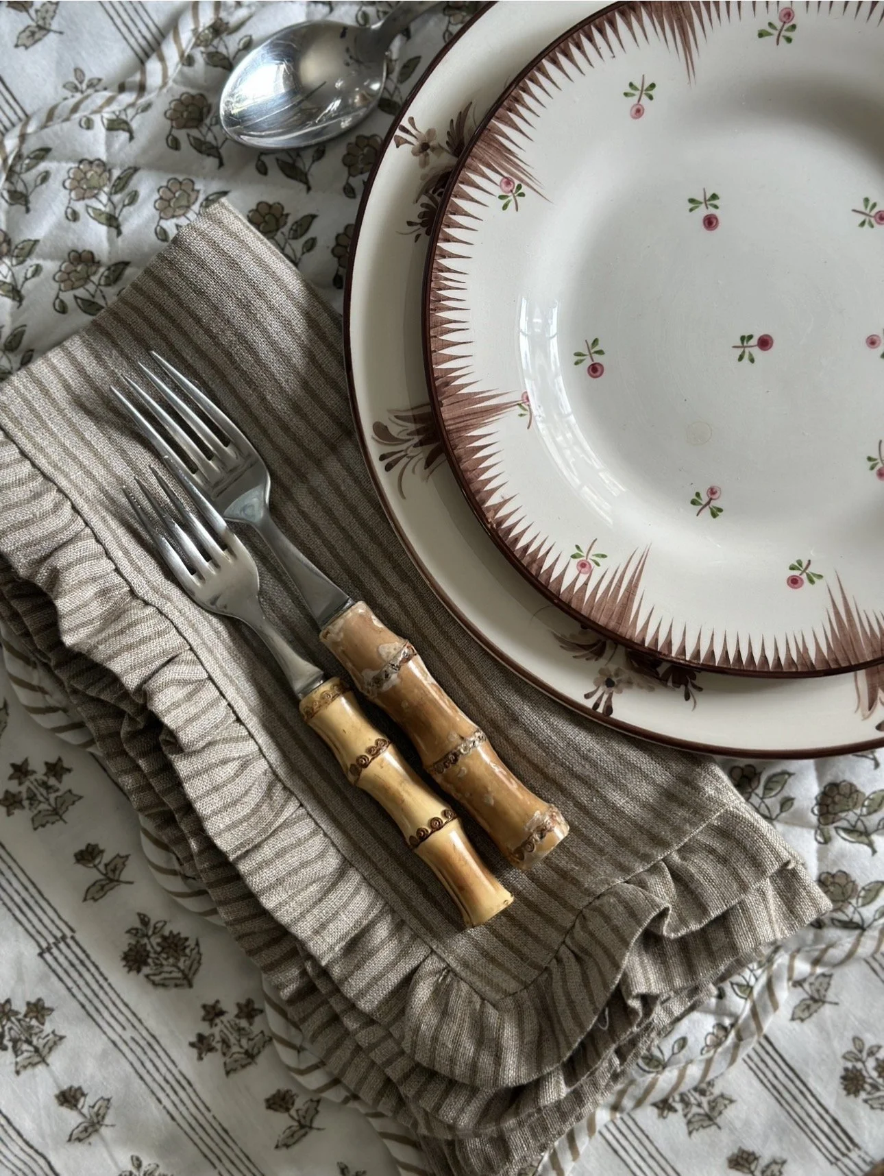 NEW ITEM - "Ticking" Napkins on Natural Linen, Set of 4