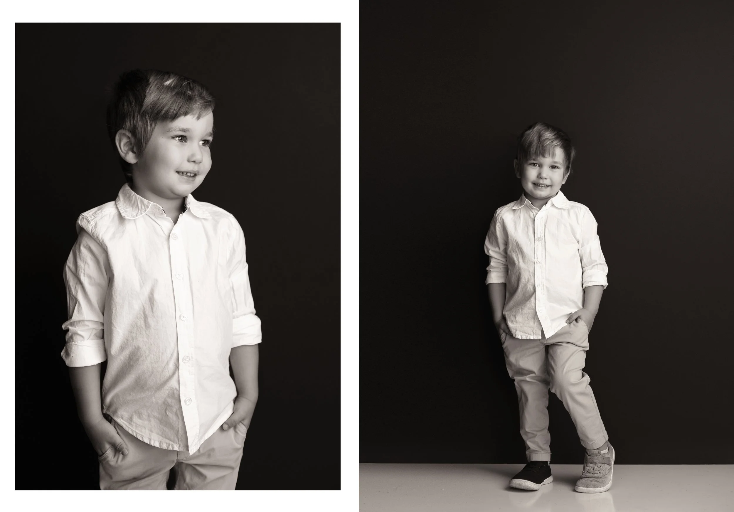 Nashville milestone portrait of a toddler smiling on a neutral backdrop showcasing natural personality and expression