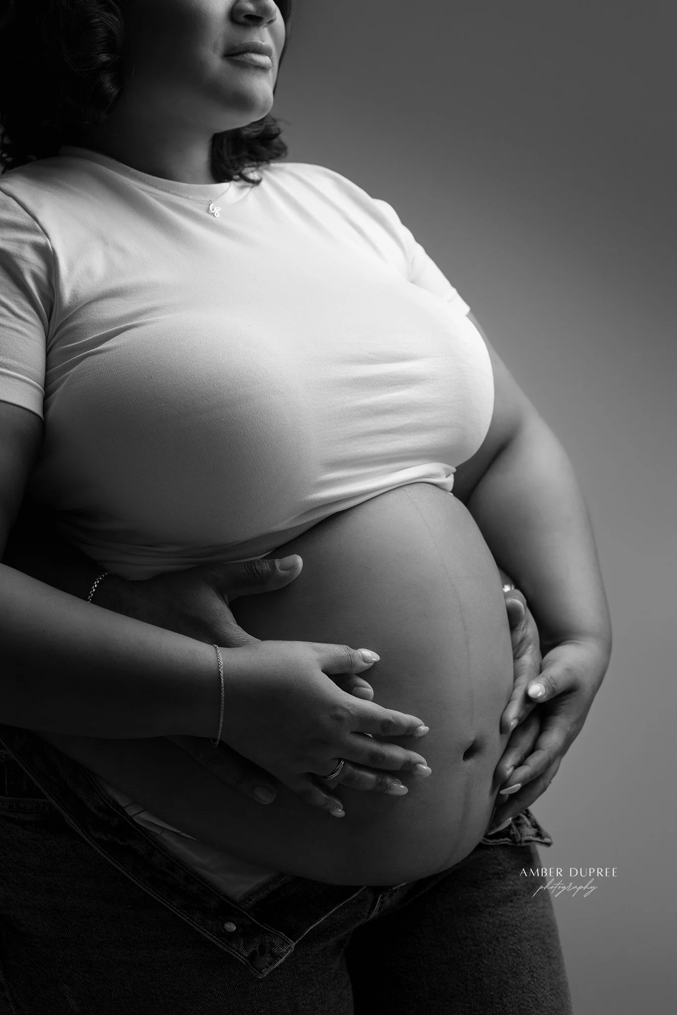 Guided studio maternity photography session designed to help a camera shy mother feel confident and beautiful in Nashville, TN.