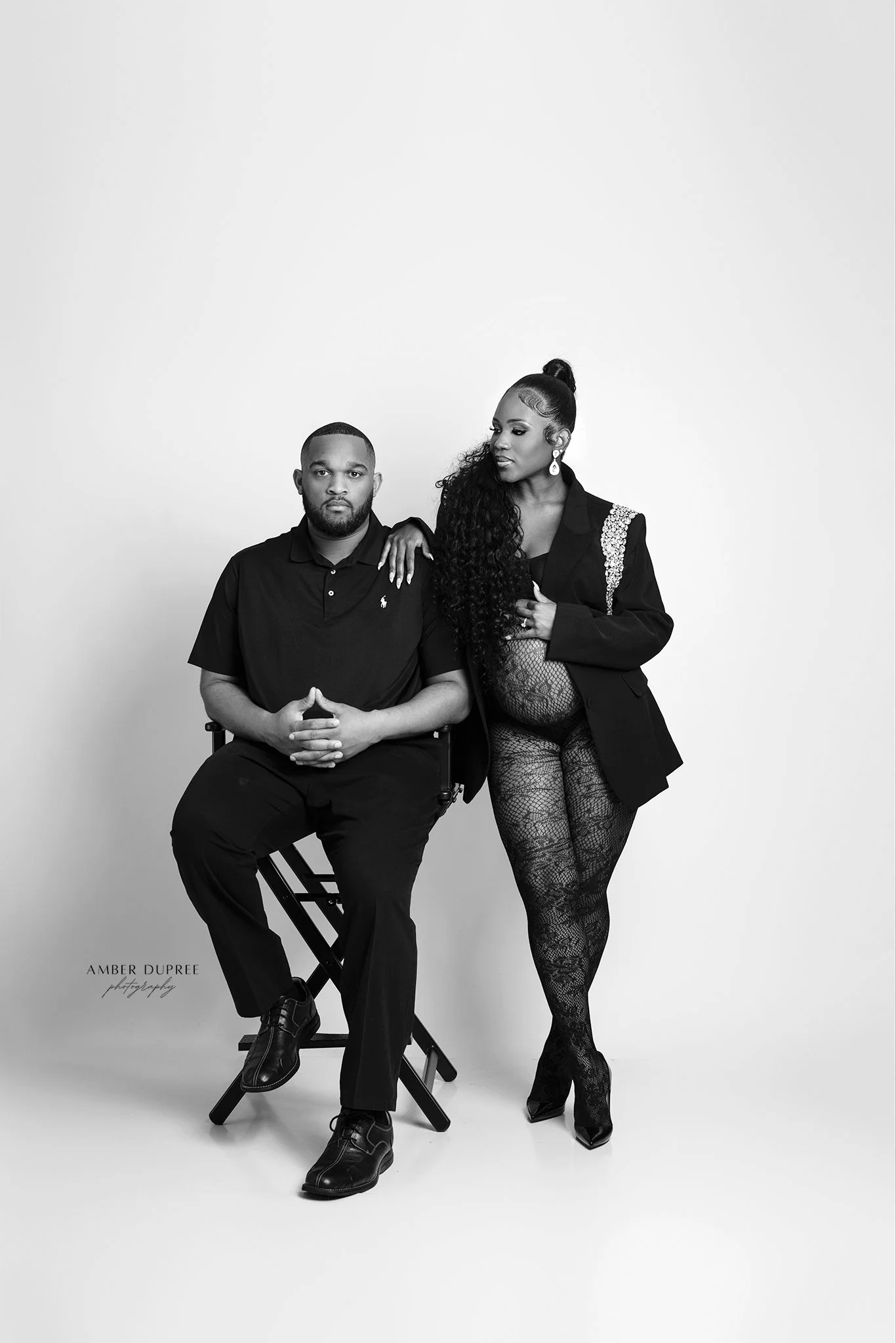 luxury maternity photographer in nashville studio portrait of pregnant mother and father