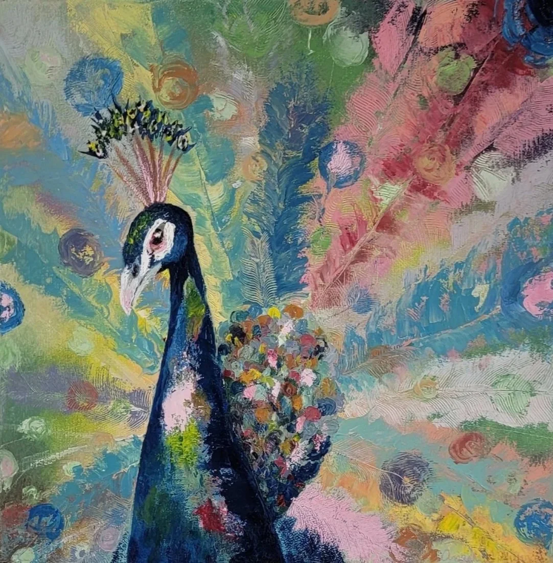 Angela Murray’s painting ‘Prismatic Peacock’ on display WCA Members Show at Art & Frame through March 13th. 