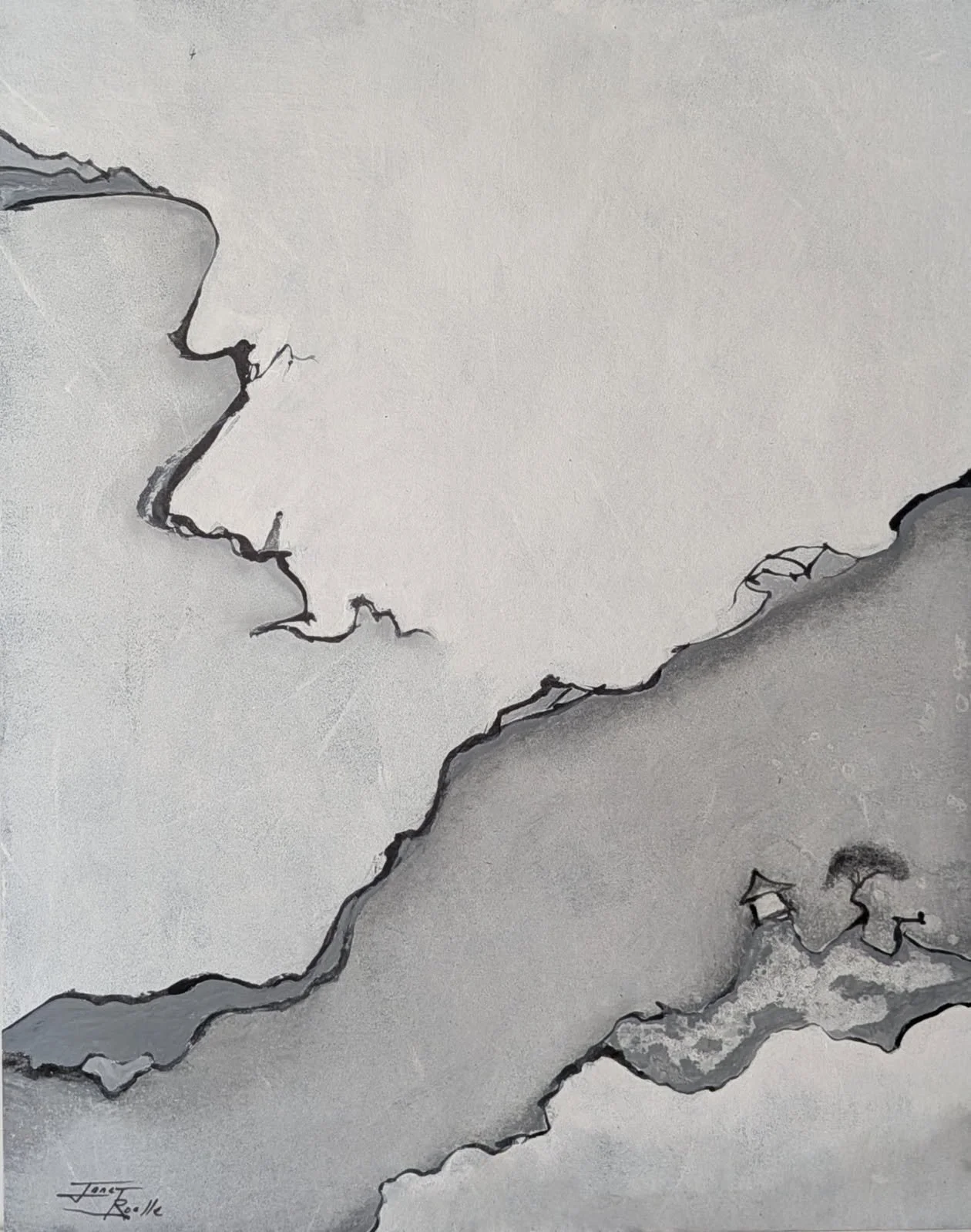 Studio Artist Janet McKinley Roelle has three works in the Home At Last Exhibition at the Herrig Center for the Arts, 888 3rd Ave West
Bradenton.  This piece is called "Longing for Home"