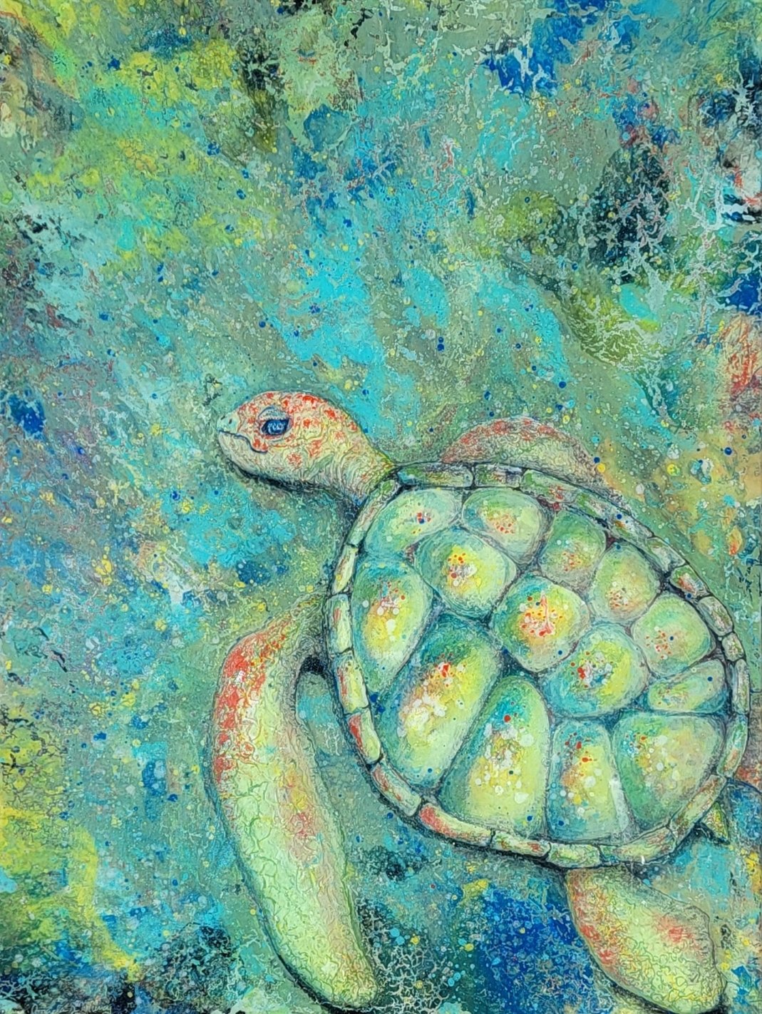 Angela Murray’s painting ‘Chelonian Odyssey’ on display WCA Members Show at Art & Frame through March 13th. 