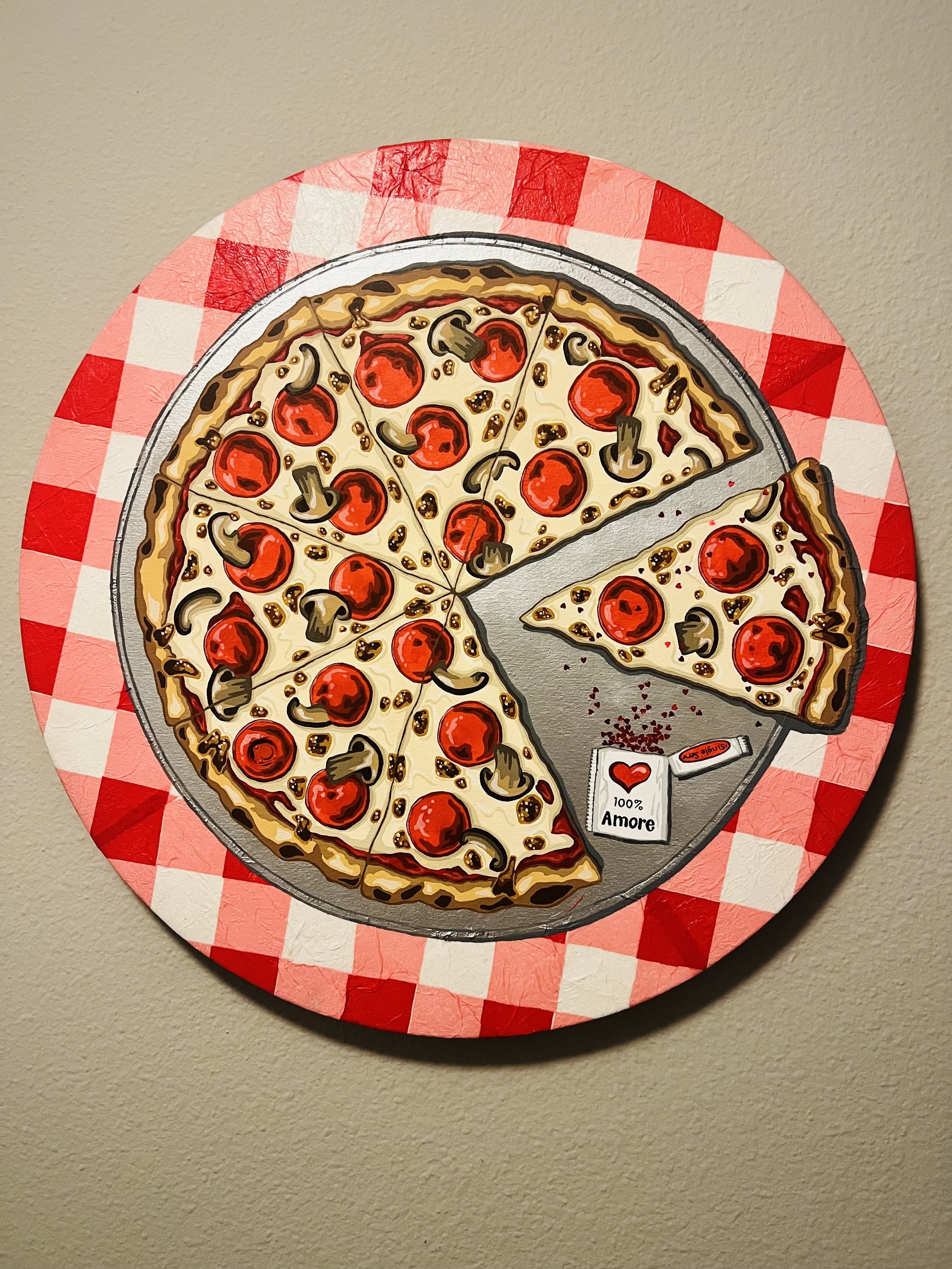 Barbara Gerdemans artwork That’s Amore!, mixed media on panel at Art Center Sarasota in the Member's Show. 