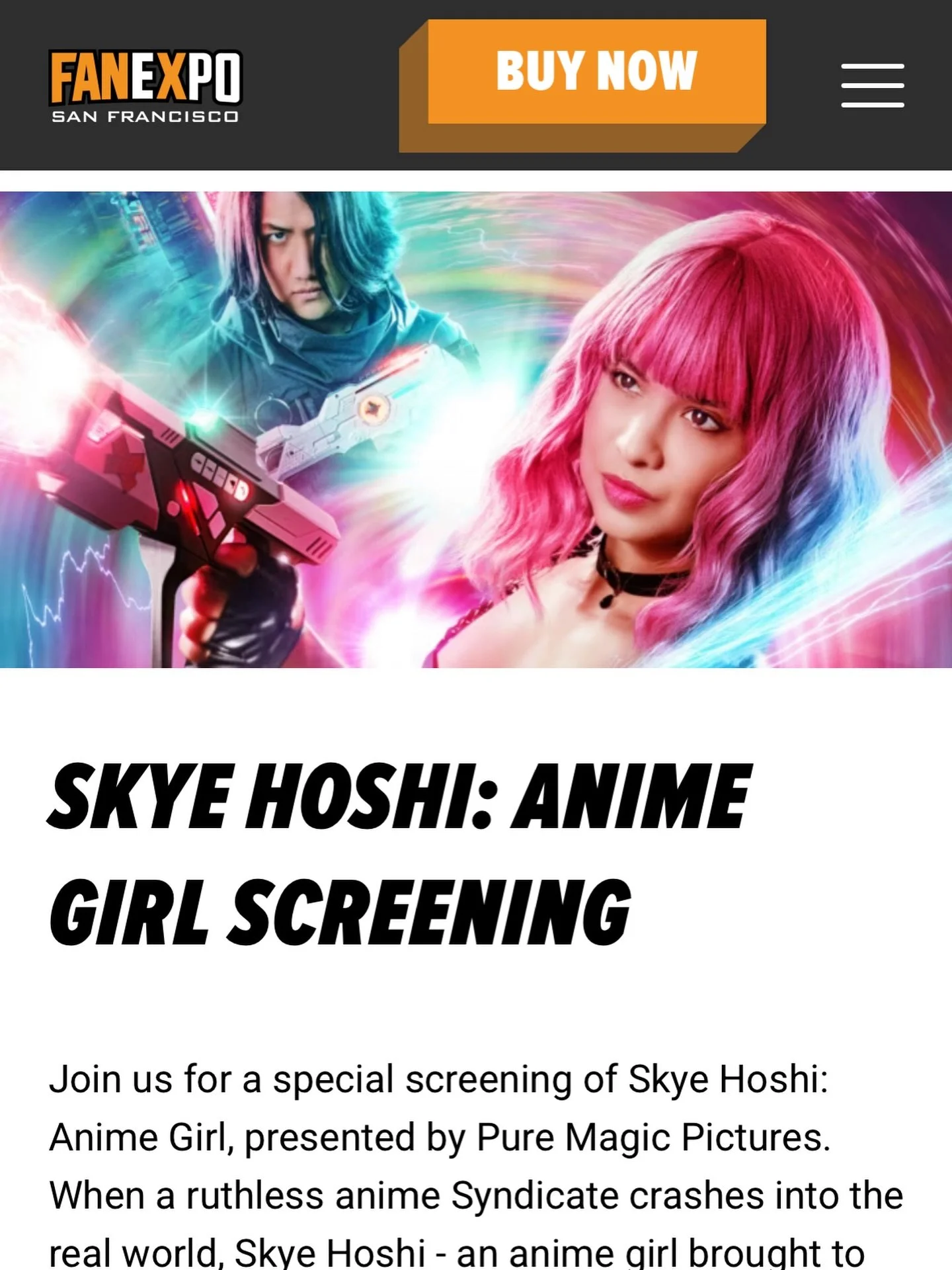 We made the main anime attractions page at @fanexposf ! ✨🍜 Come watch Skye Hoshi Vol.2 for a sneak peek on Sunday at Fan Expo San Francisco! #fanexpo #fanexposf #anime