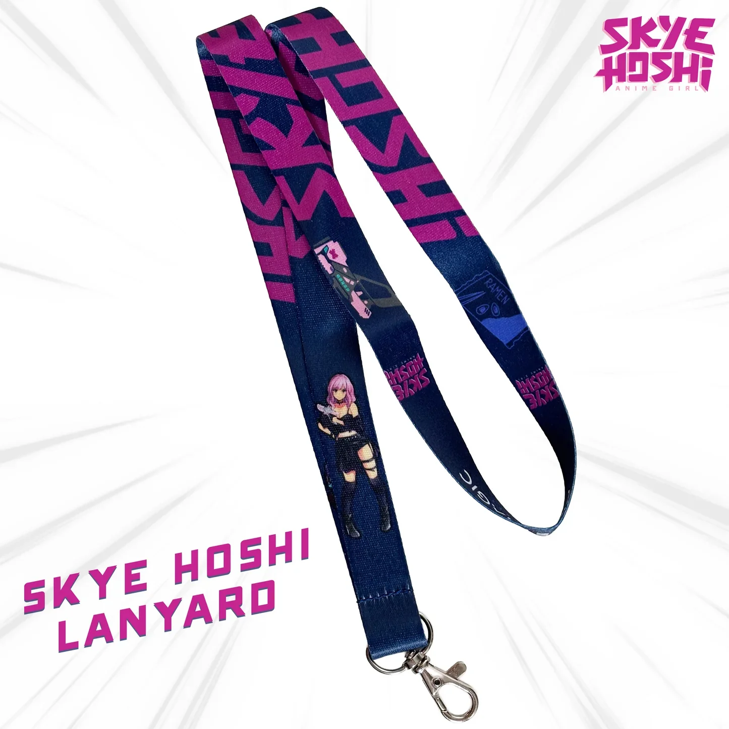 Show your fandom with this official Skye Hoshi Lanyard! Perfect for convention badges, keys or anything!