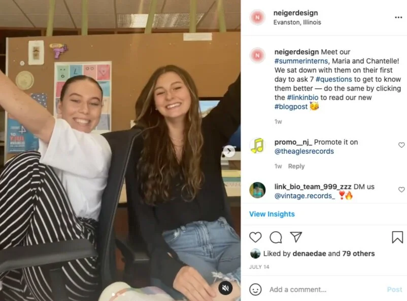 intern introduction instagram post