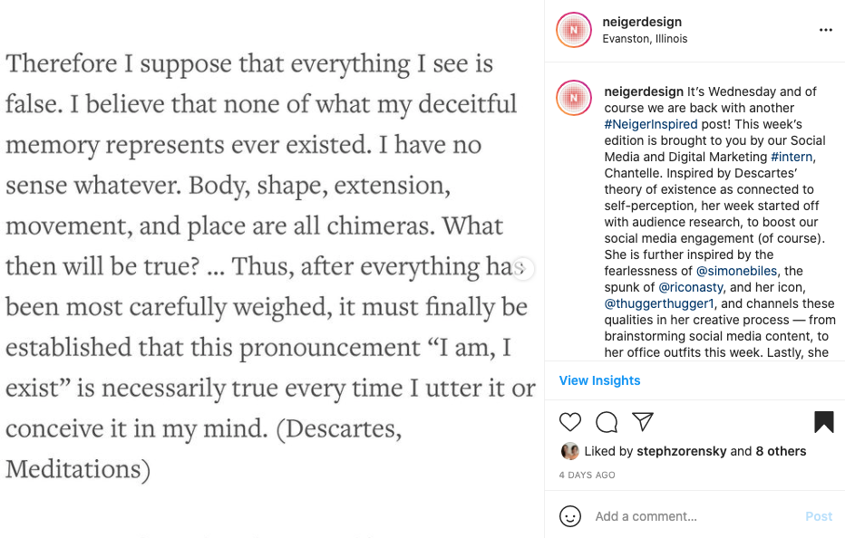 #NeigerInspired campaign instagram post