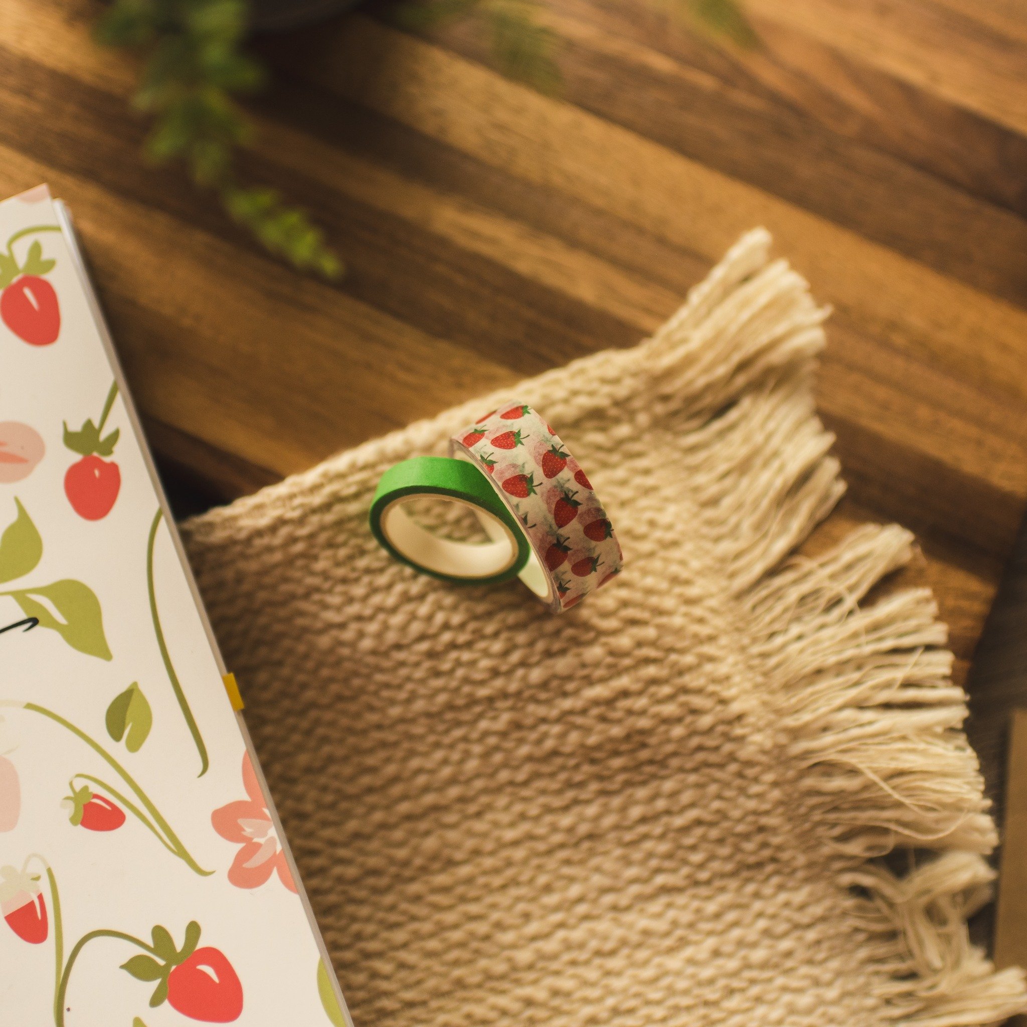 Perfect for summer, the washi tape for this month's journal is covered in strawberries!
Let's hear your favorite ways to use washi tape! One subscriber says, "My daughter loves using my washi tape for her crafts. She has started taking them to