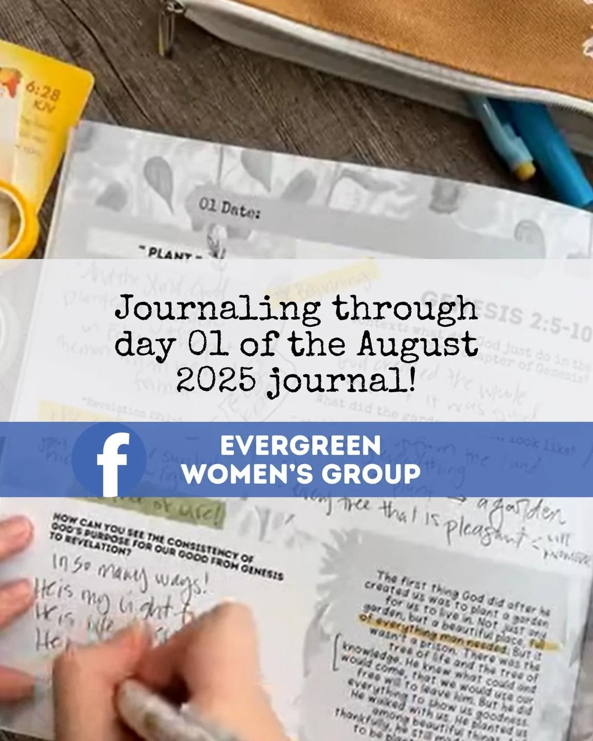 We so enjoyed journaling together with you during Journaling Week — and we’re continuing that in our Evergreen Women’s Group (FB group)! This week we journaled through the first page of our August everseeking study, “Planted b