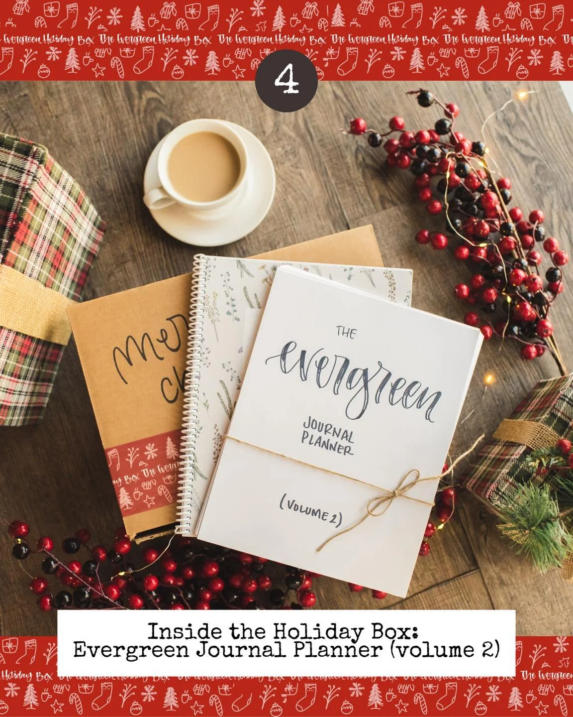 The Evergreen Journal Planner (volume 2)!
The main item in our Holiday Box (if you don’t add a Bible study journal) is our Evergreen Journal Planner — and while we have an example of what that will look like from last year (see The Everg