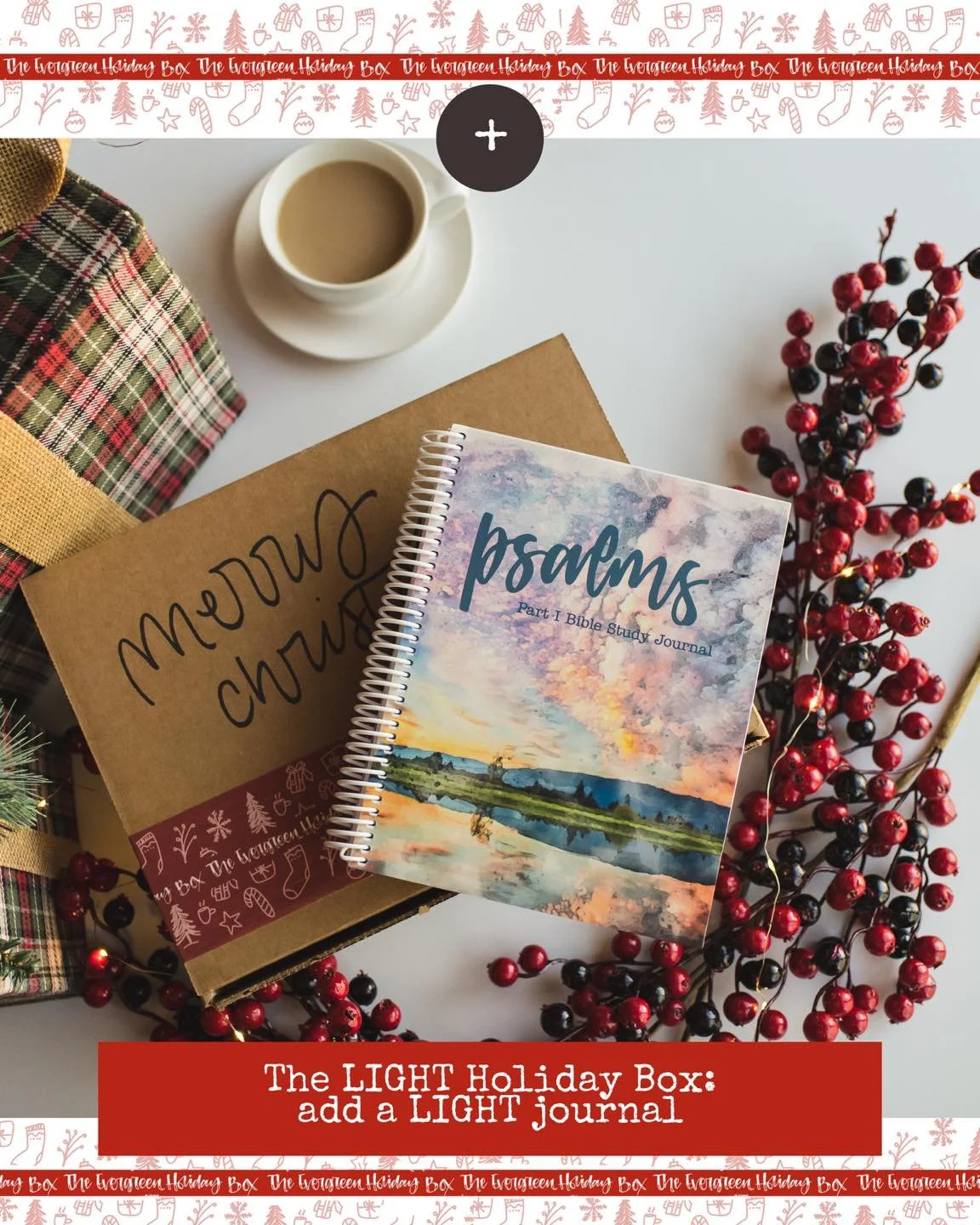 The LIGHT Holiday Box (journal add-on option # 1): add a LIGHT journal, a book-of-the-Bible study, to the Holiday Box!
Enjoy choosing from our 7 studies (9 journals, 2 studies with part I and II).
And if you already have all of them… we adde