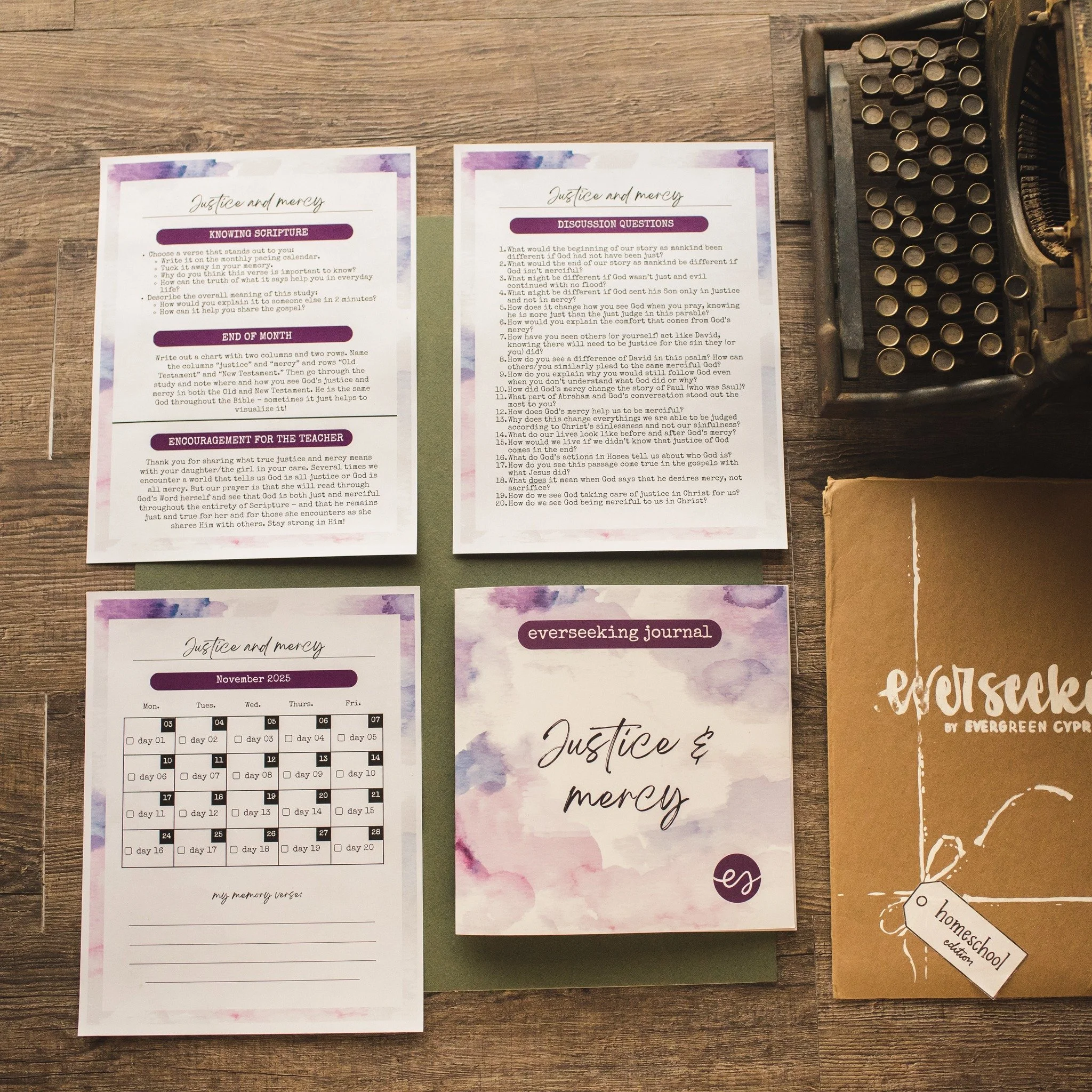 Homeschooling through the November monthly journal &quot;Justice and Mercy&quot; 

Learn more
https://www.evergreencypress.com/shop/homeschooling