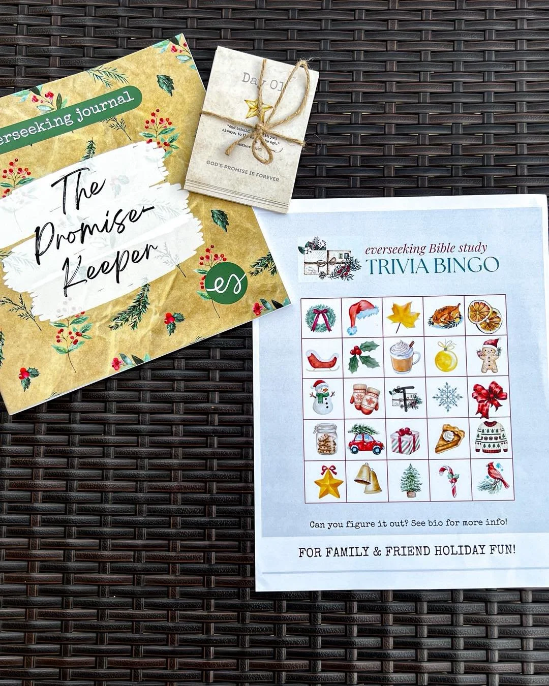 Thanksgiving Day down time? Enjoy playing our trivia bingo and crack the code! 

Use the clues in our stories and posts to solve the Bible trivia (inspired from our everseeking journals)&mdash; and enter a chance to win the limited Christmas set*! 

