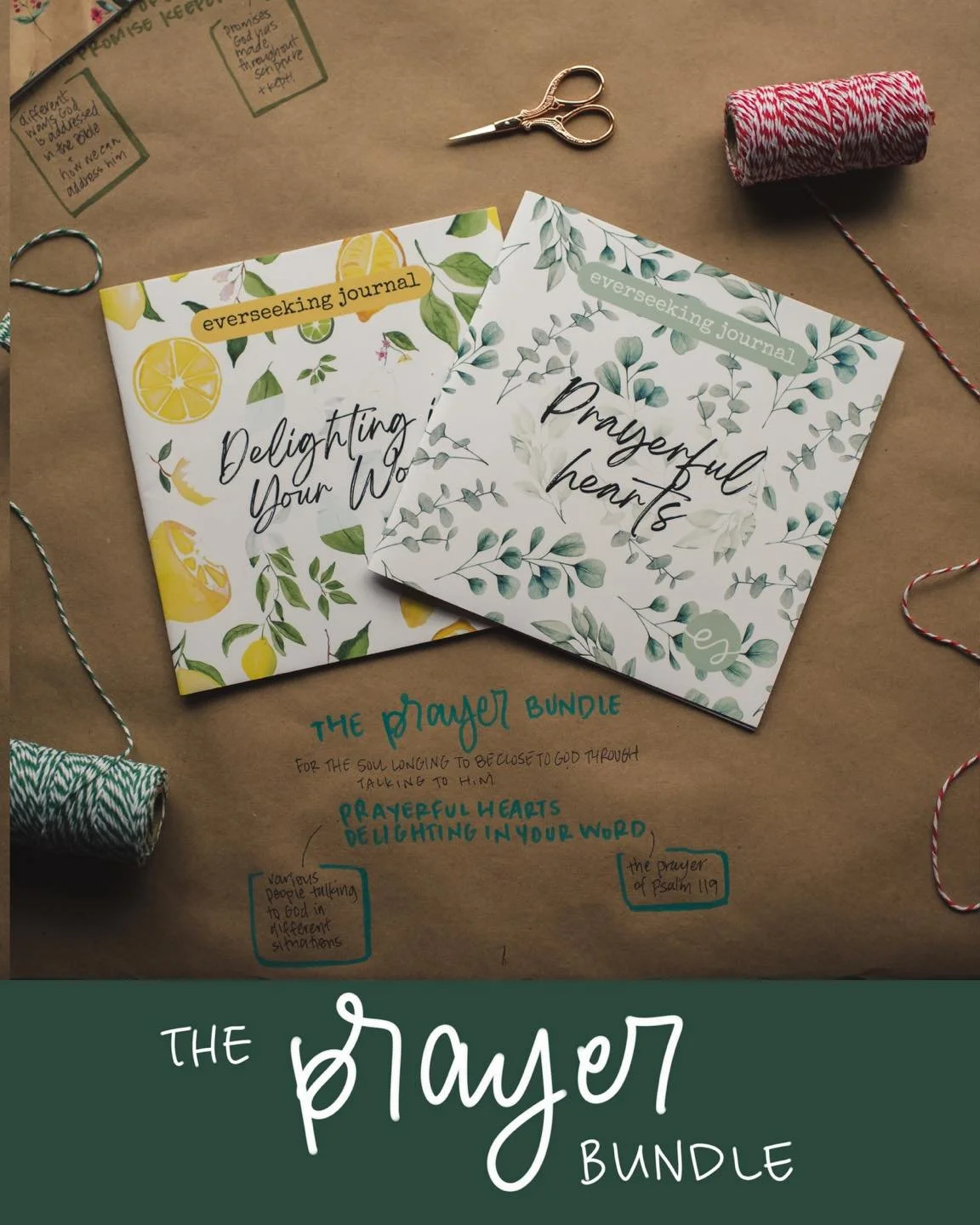 For the soul longing to be close to God by talking with God: The Prayer Bundle

The two everseeking journals in this bundle:

📗 &ldquo;Prayerful hearts&rdquo; - various people talking to God in different situation

📙 &ldquo;Delighting in Your Word&