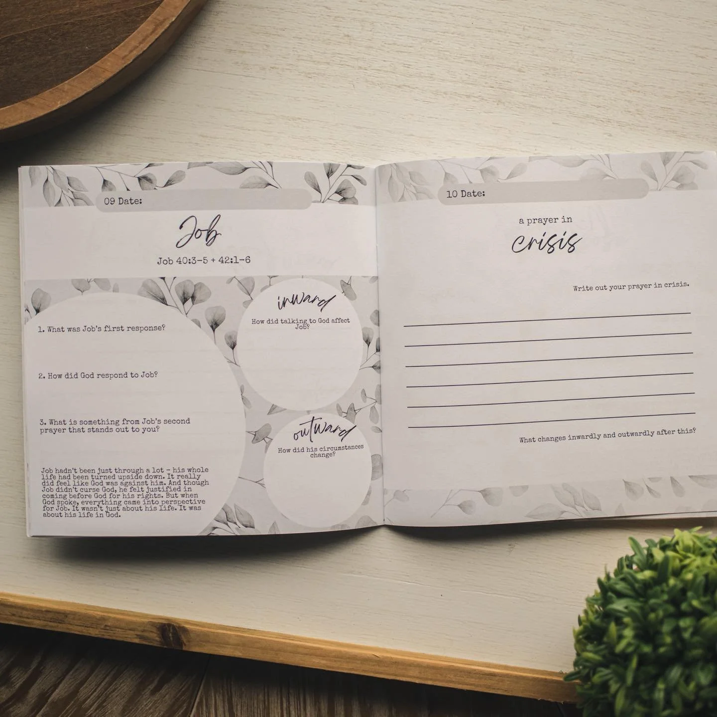 An inside look at Bible journal giveaway # 1, &ldquo;Prayerful hearts&rdquo; :

20 MAIN STUDY PAGES
- Left side: looking at various people in the Bible who talked to God in various situations 
- Right side: looking at how we might talk to God in simi