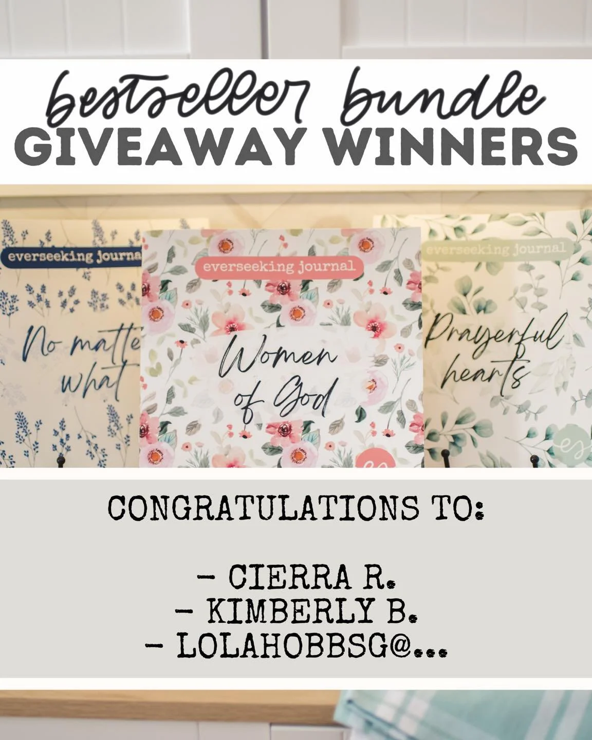 Congratulations to our giveaway winners, Cierra R, Kimberly B, and lolahobbsg@&hellip;! We have sent each of you an email to confirm, so please be sure to let us know where we can send your journals!

Thanks to all for participating! The good news is