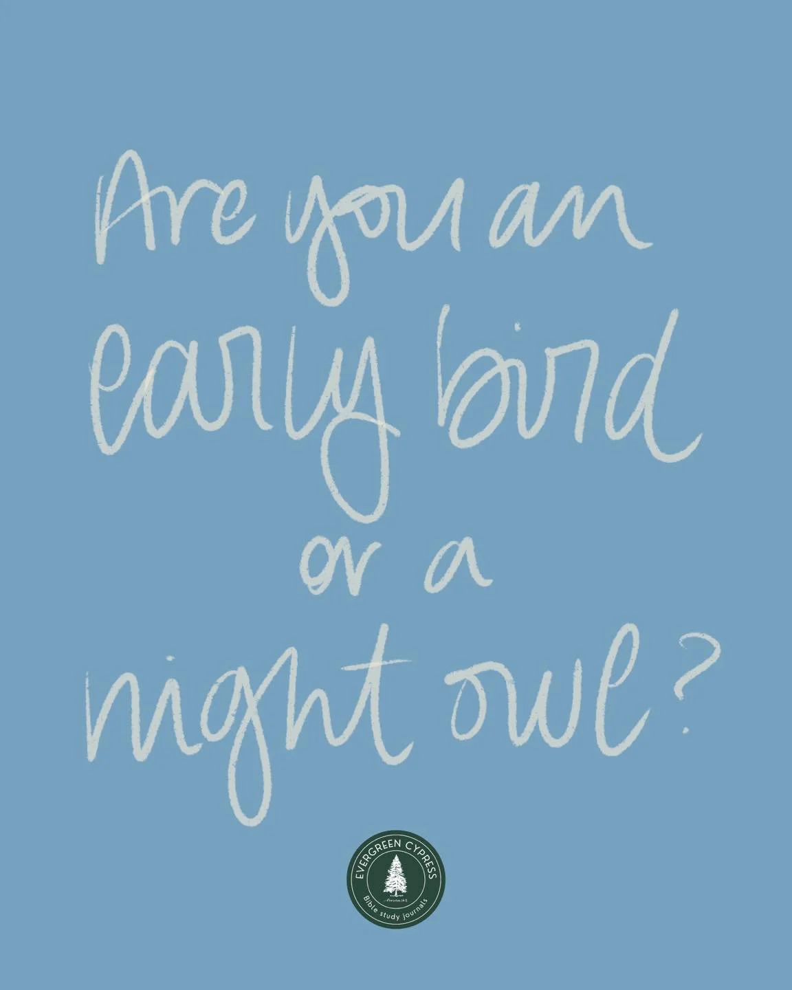 We&rsquo;re thinking through what would be the ideal part of our day to spend time with God - when we have that time and if it&rsquo;s our best time. What is it for you? 

Catch all things Journaling Week at https://www.evergreencypress.com/journalin