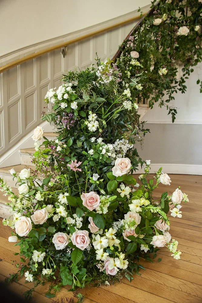 Luxury wedding flower staircase