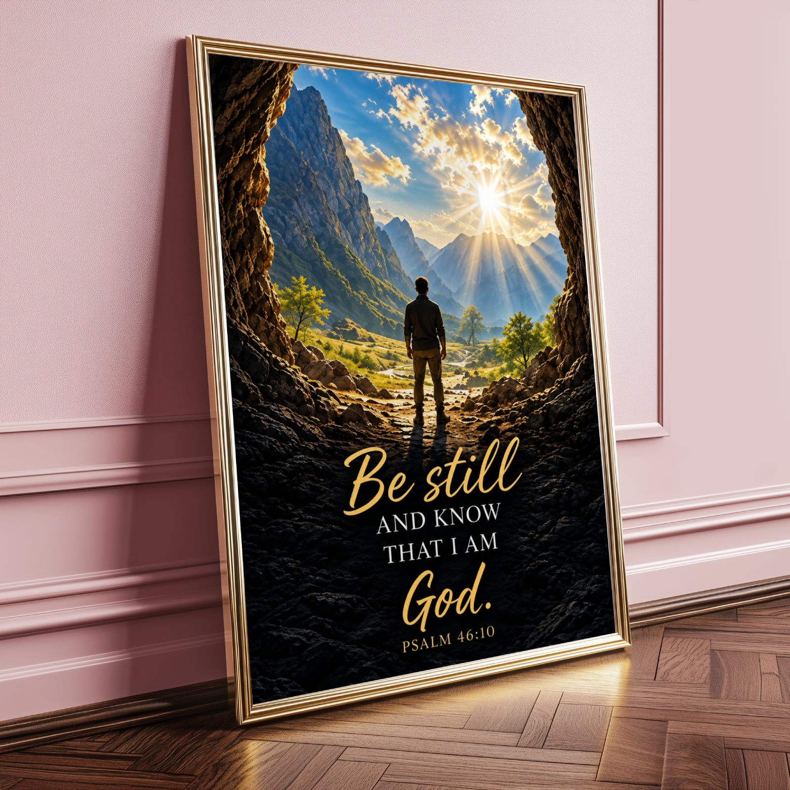 Be Still and Know Christian Framed Bible Verse Print , Psalm 46:10 Wall Art