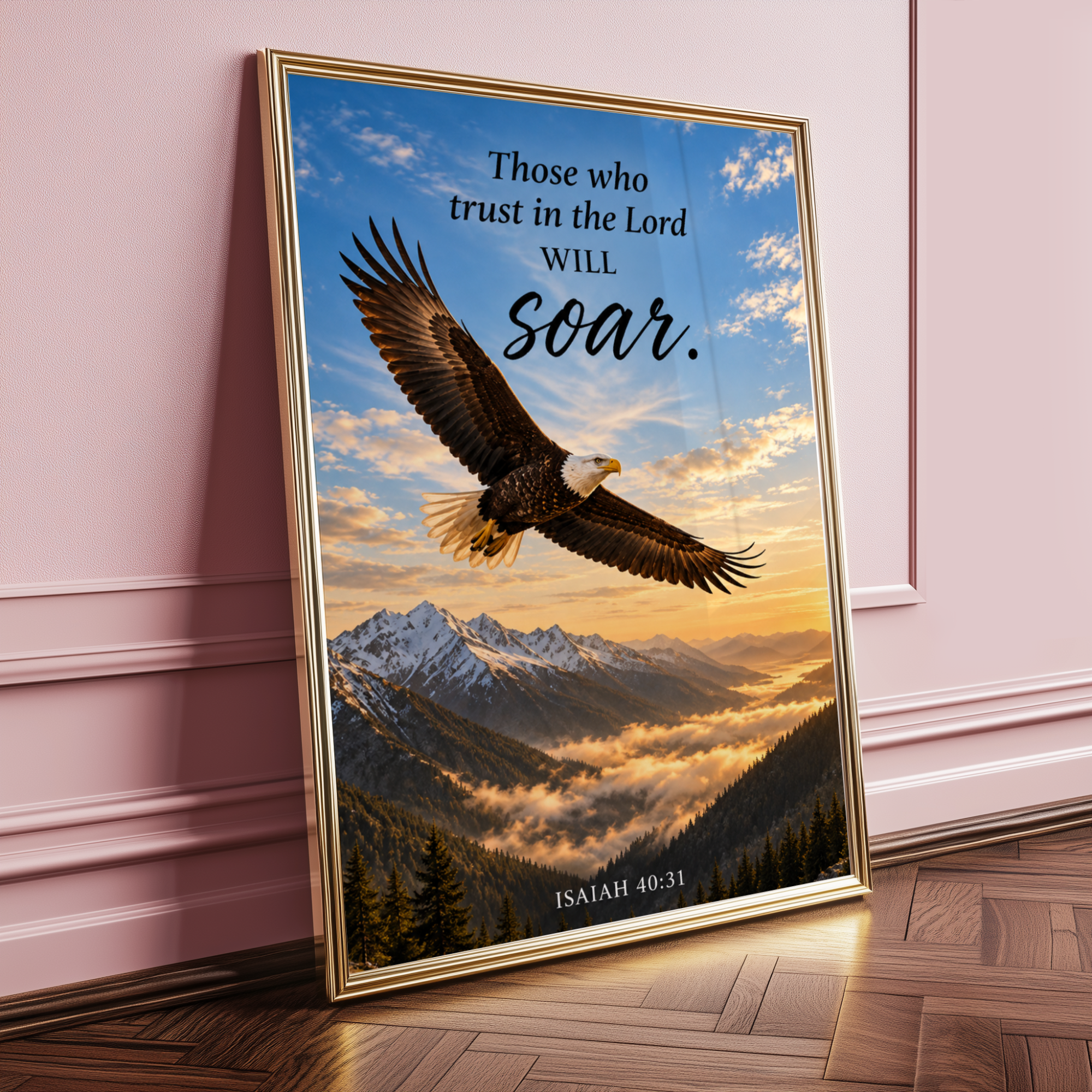 Isaiah 40:31 Eagle Wall Art, Christian Framed Bible Verse Poster