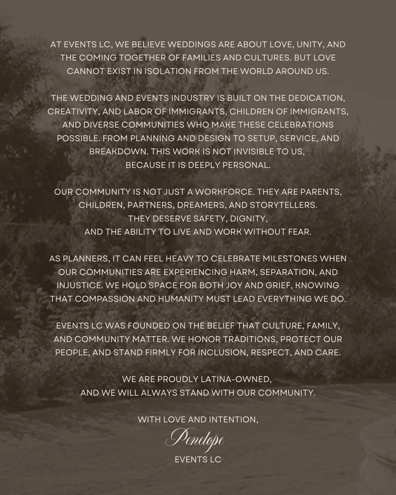 Our work is built on love, but our values are built on humanity, dignity, and community. 🤍 #EventsLC