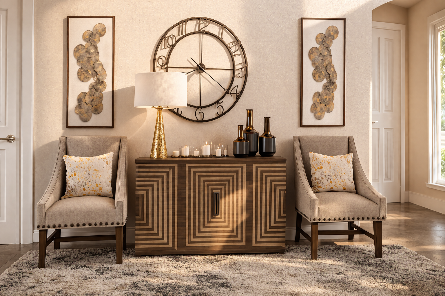 Symmetrical Warm Entryway