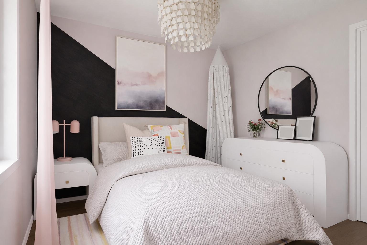 Modern bedroom with geometric accents.png