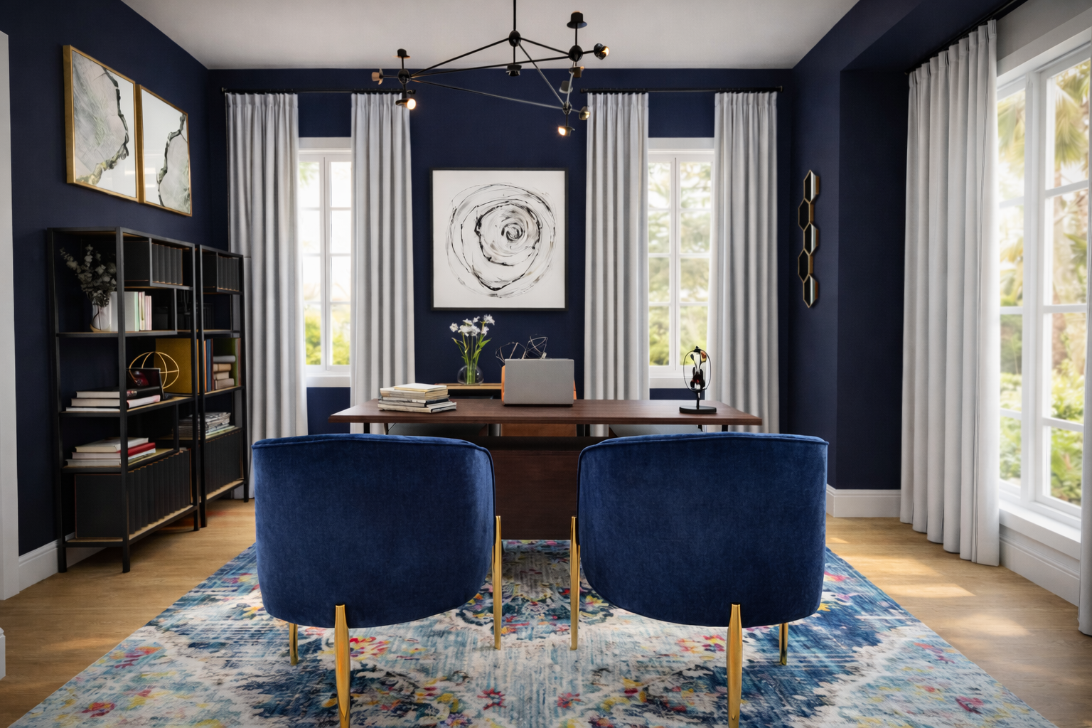Sophisticated home office with vibrant accents.png