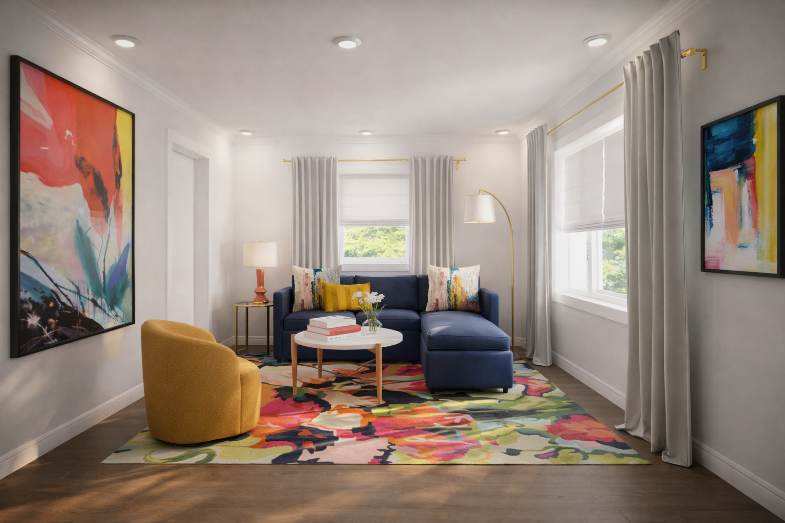 Bright and cozy modern living room