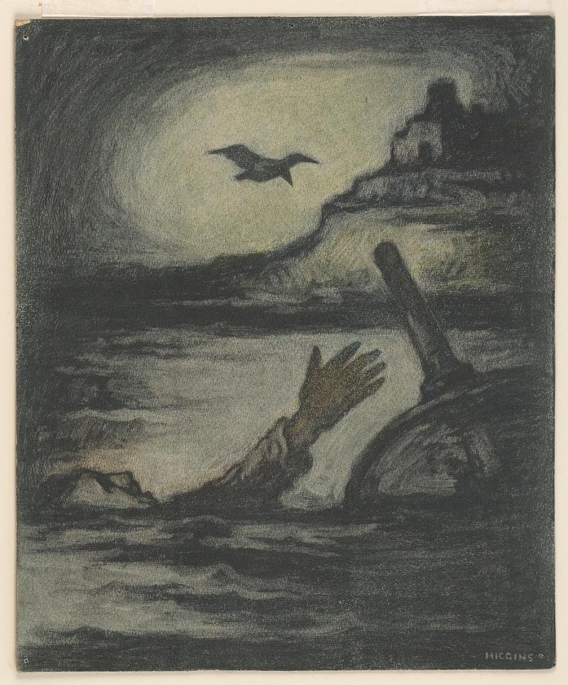 The Raven by Eugene Higgins, courtesy of Smithsonian digital collection, c. 1915