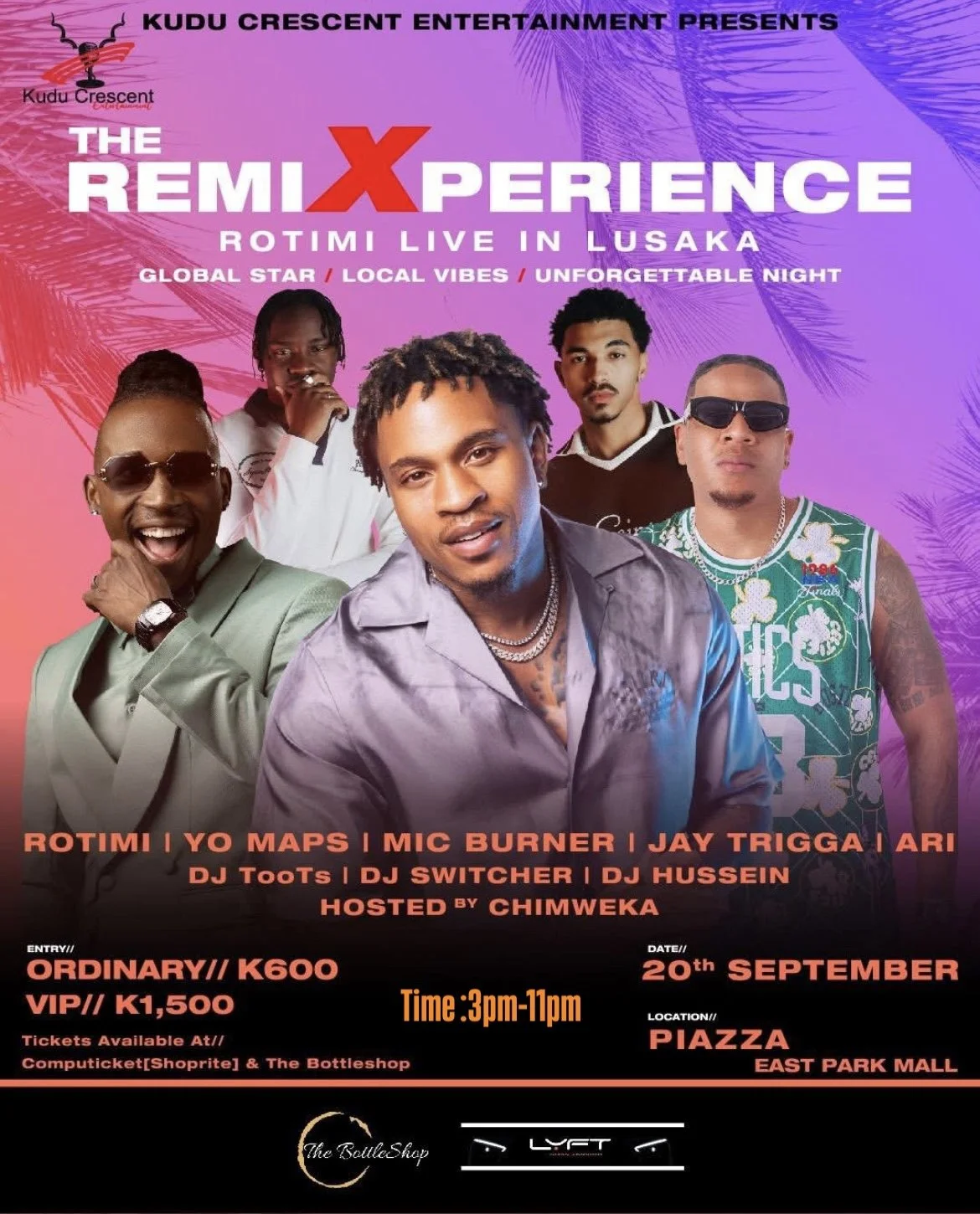 The REMIXPERIENCE: Rotimi Live Concert at Piazza, East Park Mall Lusaka