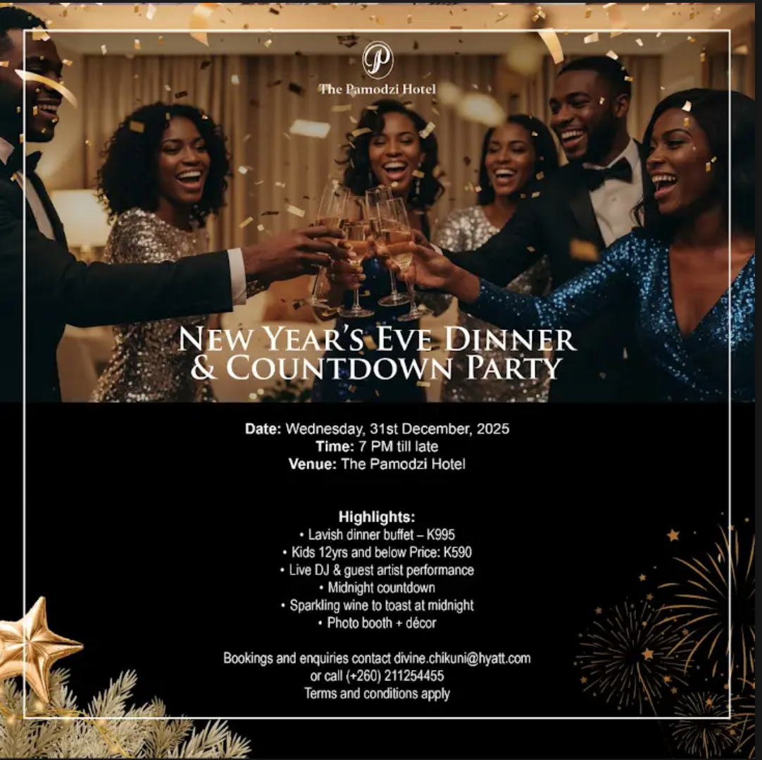 New Year’s Eve Dinner &amp; Countdown at The Pamodzi Hotel