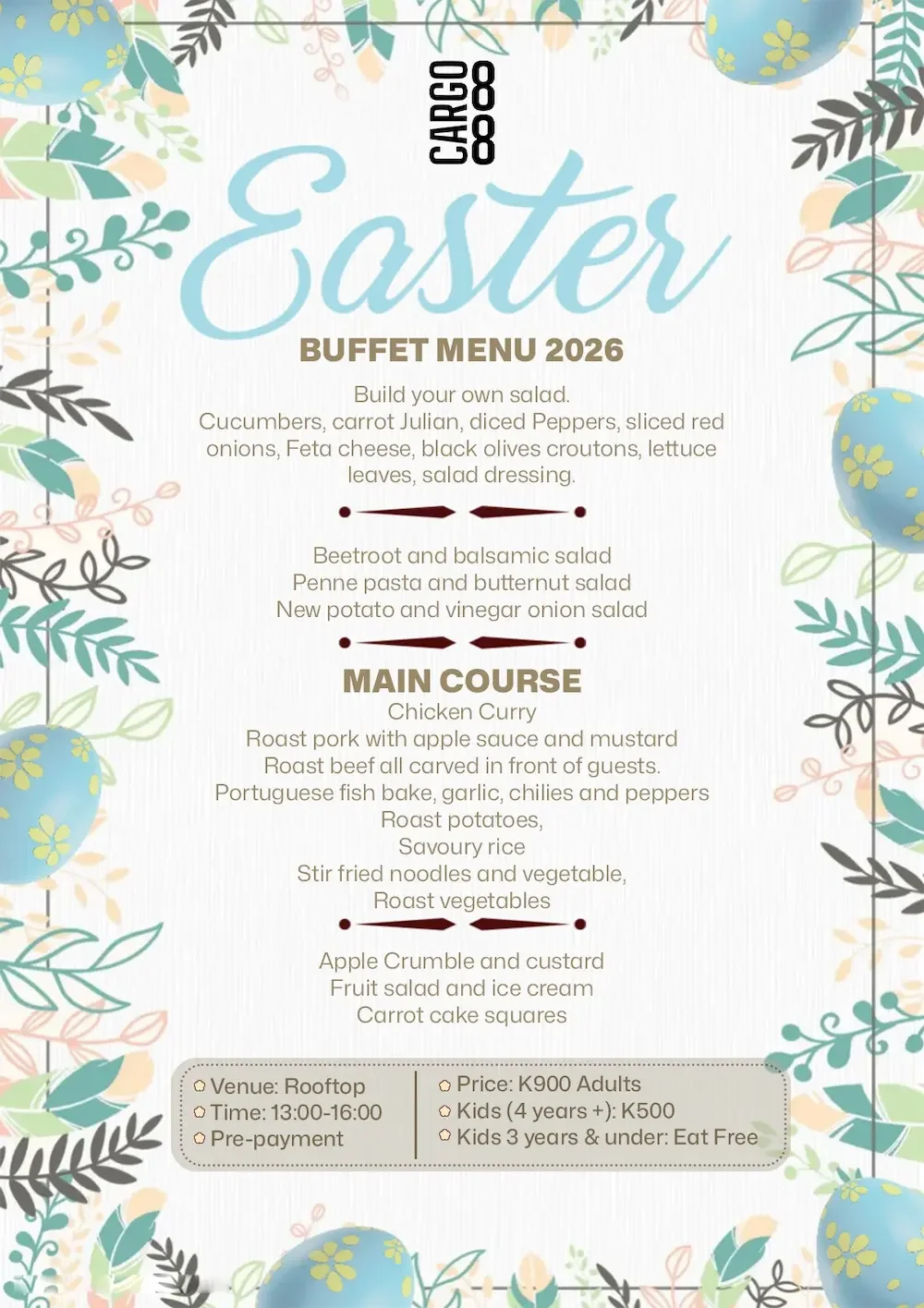 Easter Buffet at Cargo88 Rooftop | Food & Dining | Lusaka