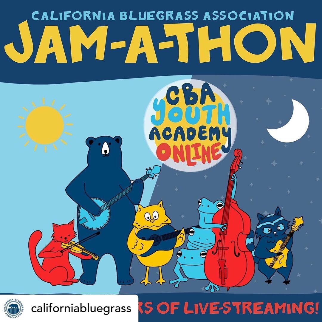 Will you join us for the first ever worldwide Jam-a-thon? We play on Sunday, 1:00pm PST. The jam begins Friday, 5pm PST and ends Sunday, 5pm PST. Visit jam-a-thon.com Posted @withregram &bull; @californiabluegrass The California Bluegrass Association