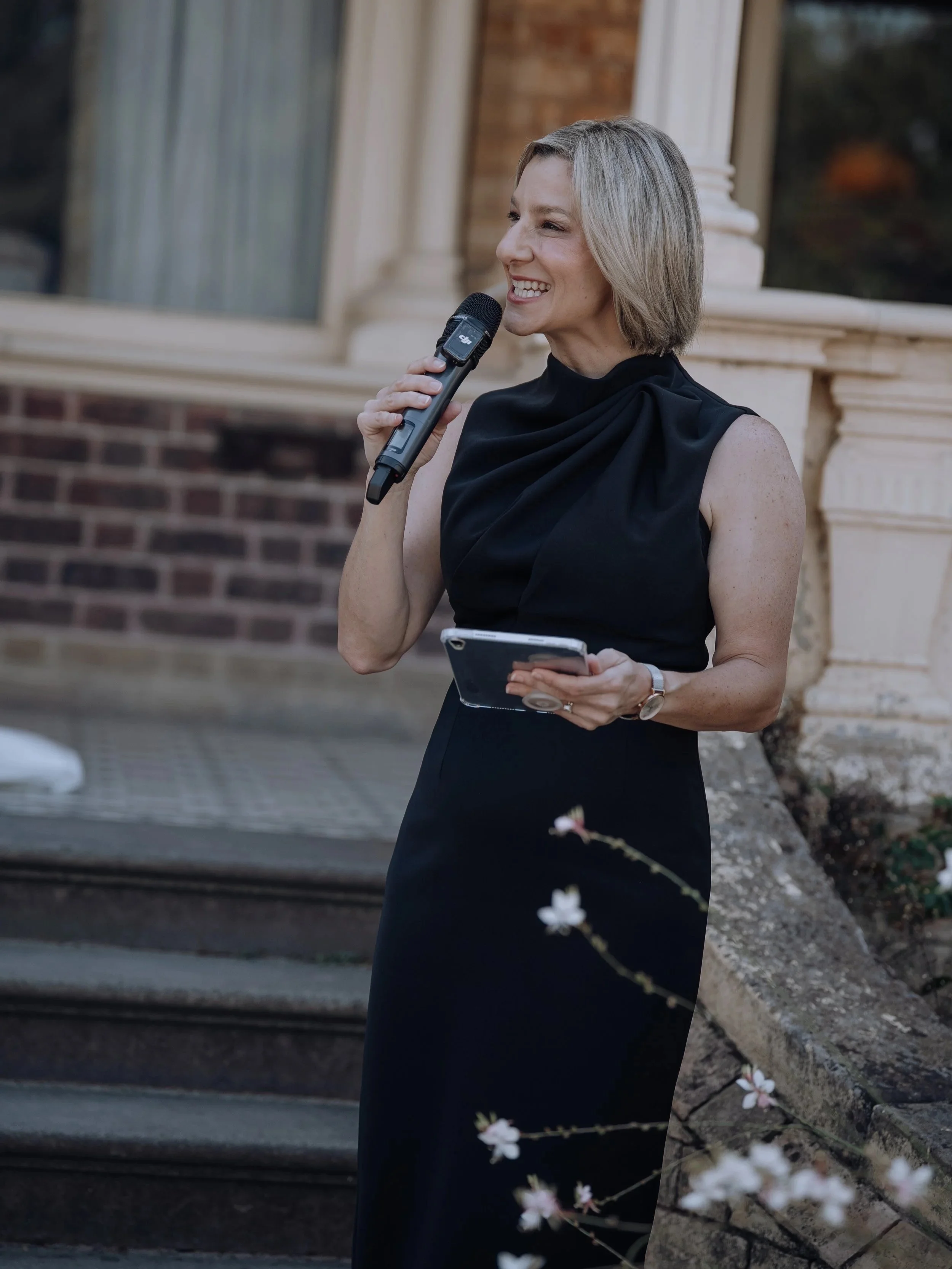 Marriage Celebrant Olivia Ferraro presenting with heart and love a ceremony at Rippon Lea Estate Elsternwick