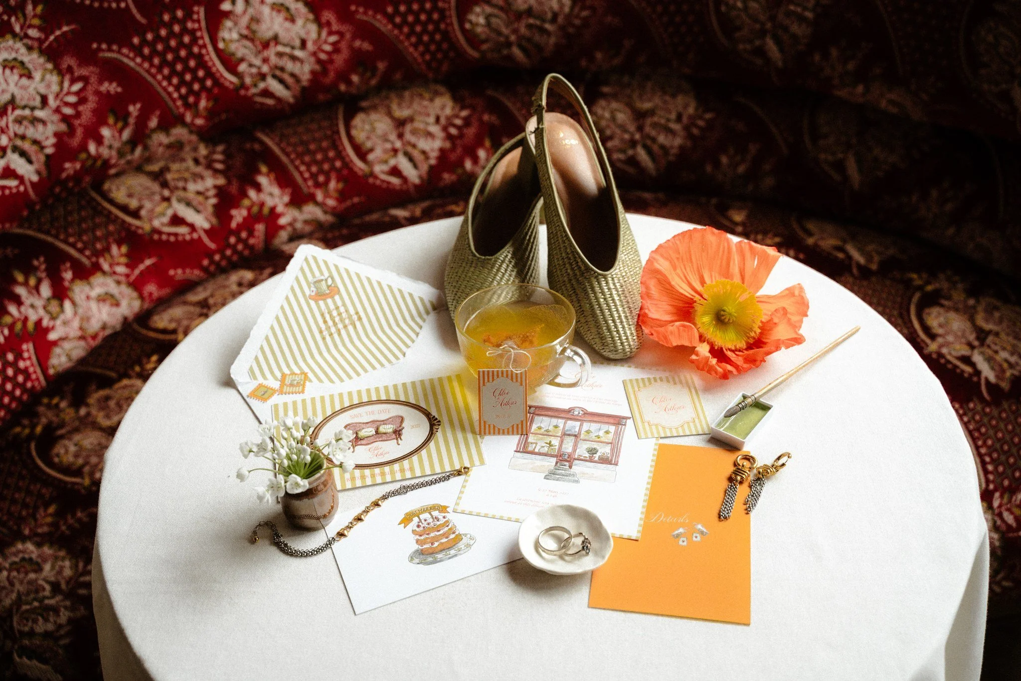 flat lay mariée