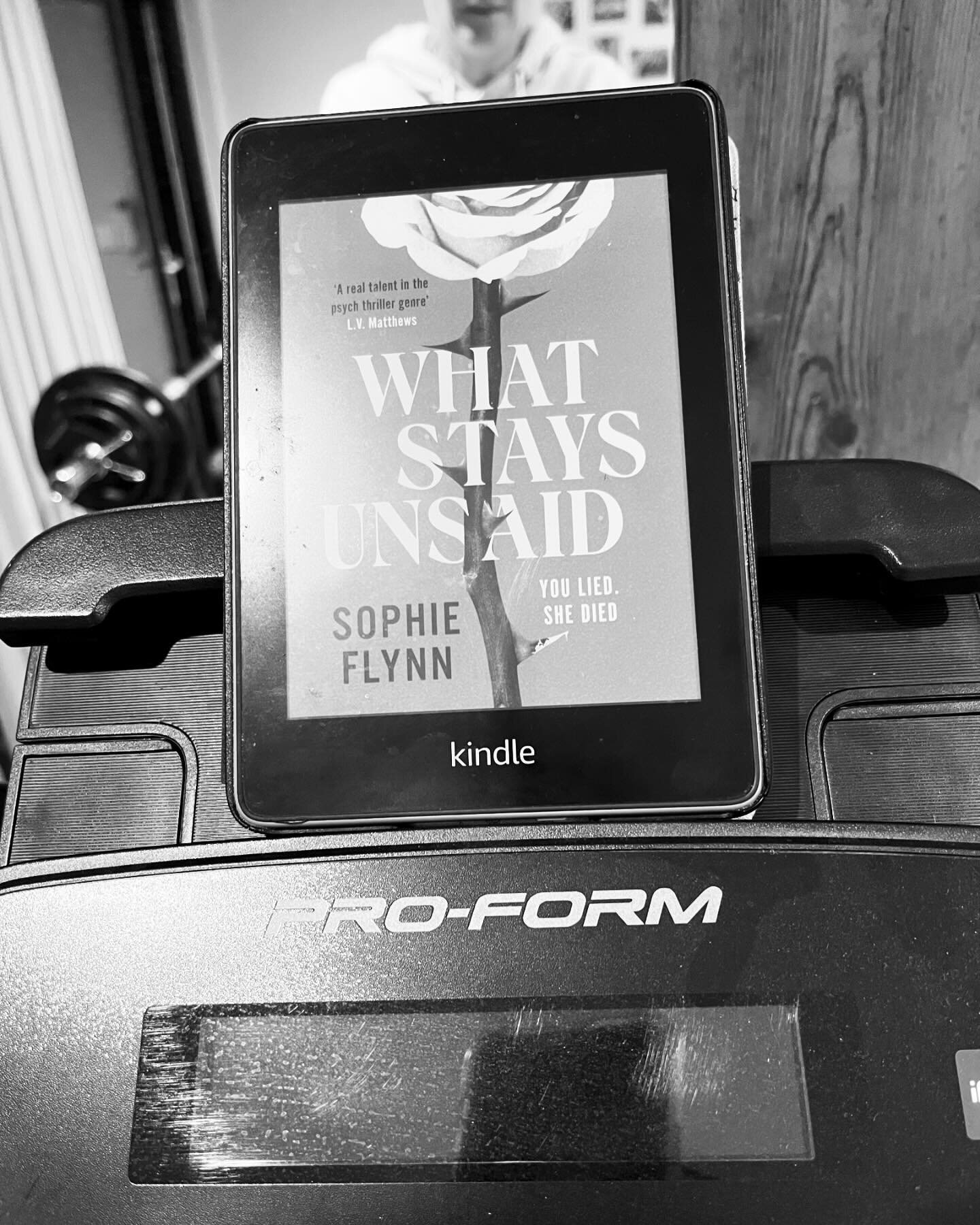 When I&rsquo;ve been writing all day, I like to head to the shed for a spin on the bike - and always with a book in hand! Tonight I&rsquo;m starting #WhatStaysUnsaid and I reckon I&rsquo;m in for a treat because @sophieflynnauthor is a flipping brill