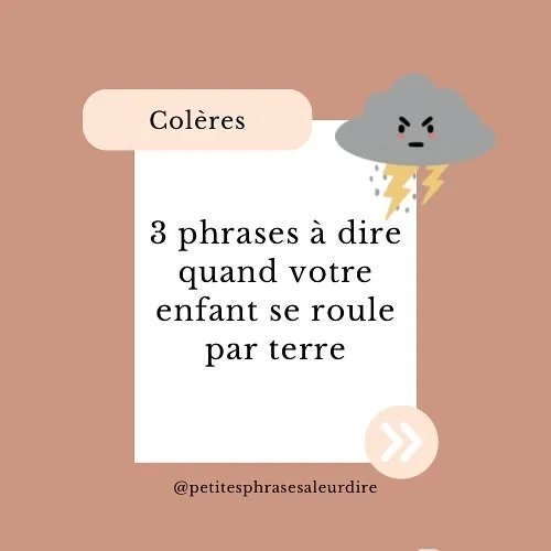 3 phrases apaisantes pour g&eacute;rer la col&egrave;re chez nos enfants 🌿

1️⃣ &laquo; Tu ne voulais vraiment pas que &ccedil;a arrive! Que je coupe la pomme comme &ccedil;a! Tu voulais vraiment que je t&rsquo;ach&egrave;te quelque chose! &raquo; 
