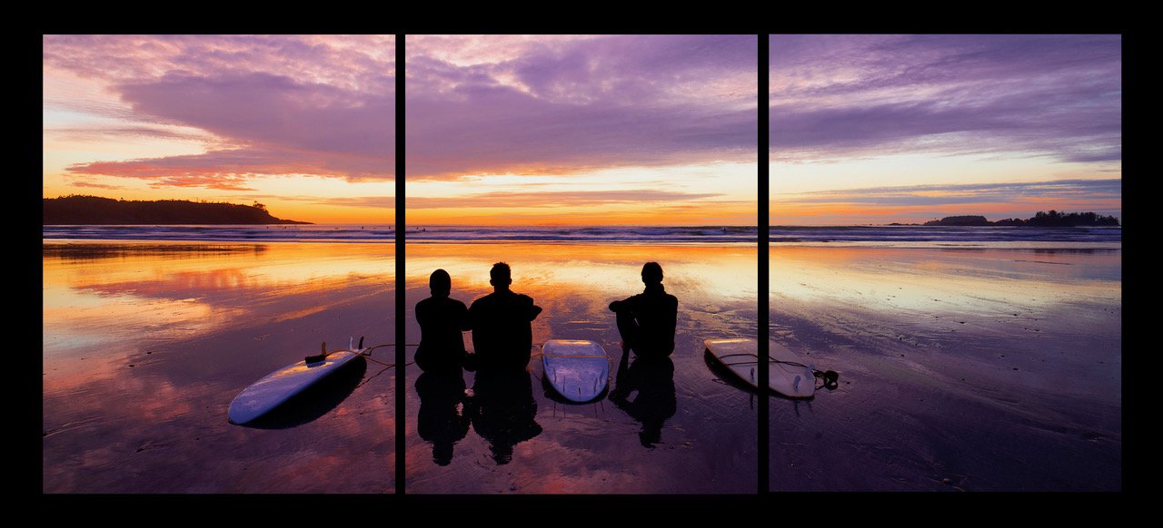 Sunset Surfers Triptych Black.jpeg