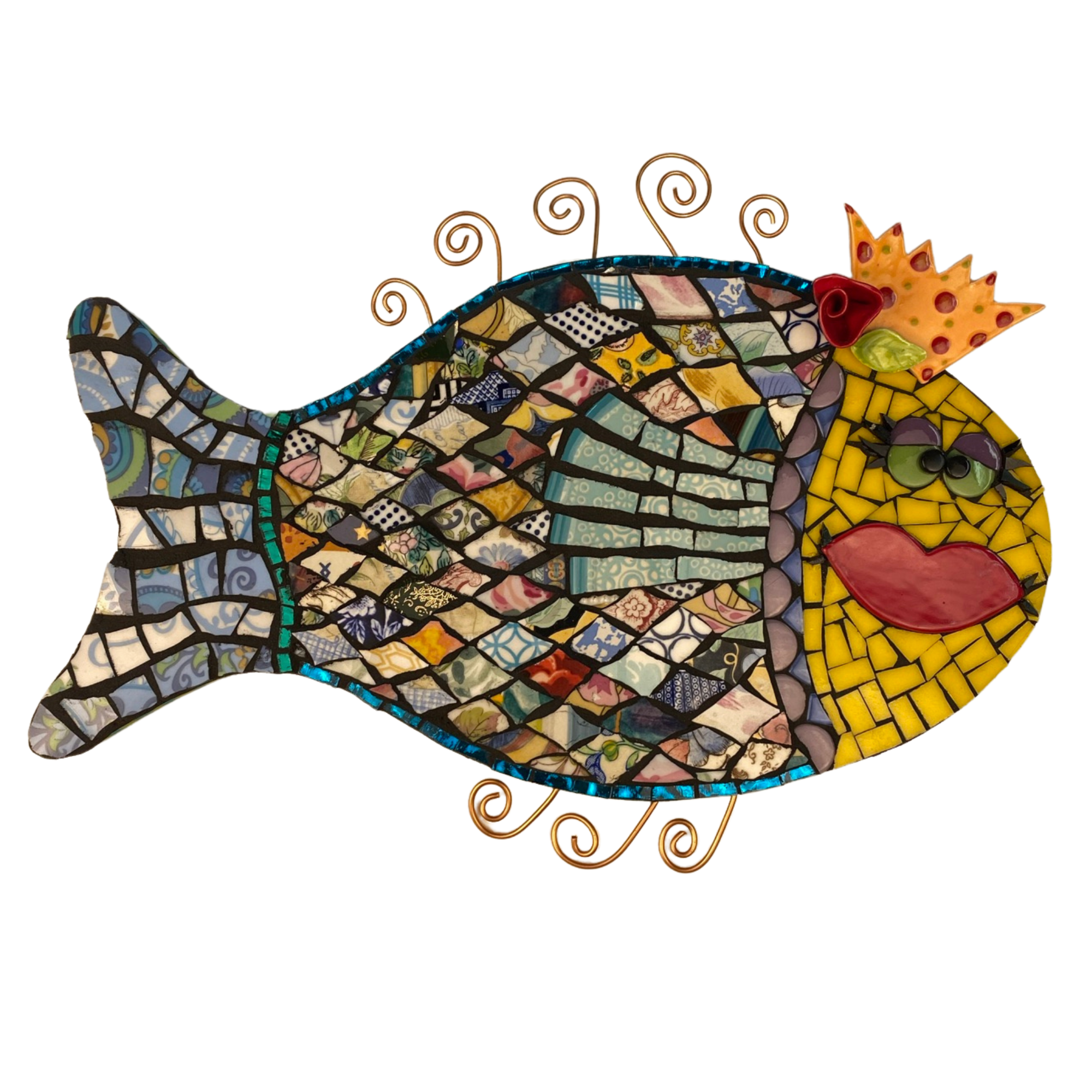 Mosaic Funky Queen Fish Wall Art.png
