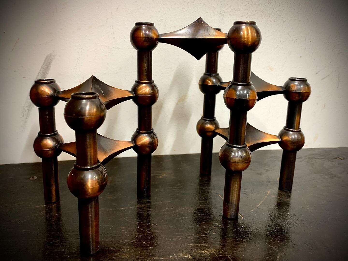 Set of 5 Nagel candlesticks. Unusual bronze finish. Available in shop @greenwichmarket
#nagelcandleholders 
#midcenturymodern 
#midcenturyhome 
#midcenturydesign 
#scandinaviandesign 
 #interiordesign 
#style
#interiors