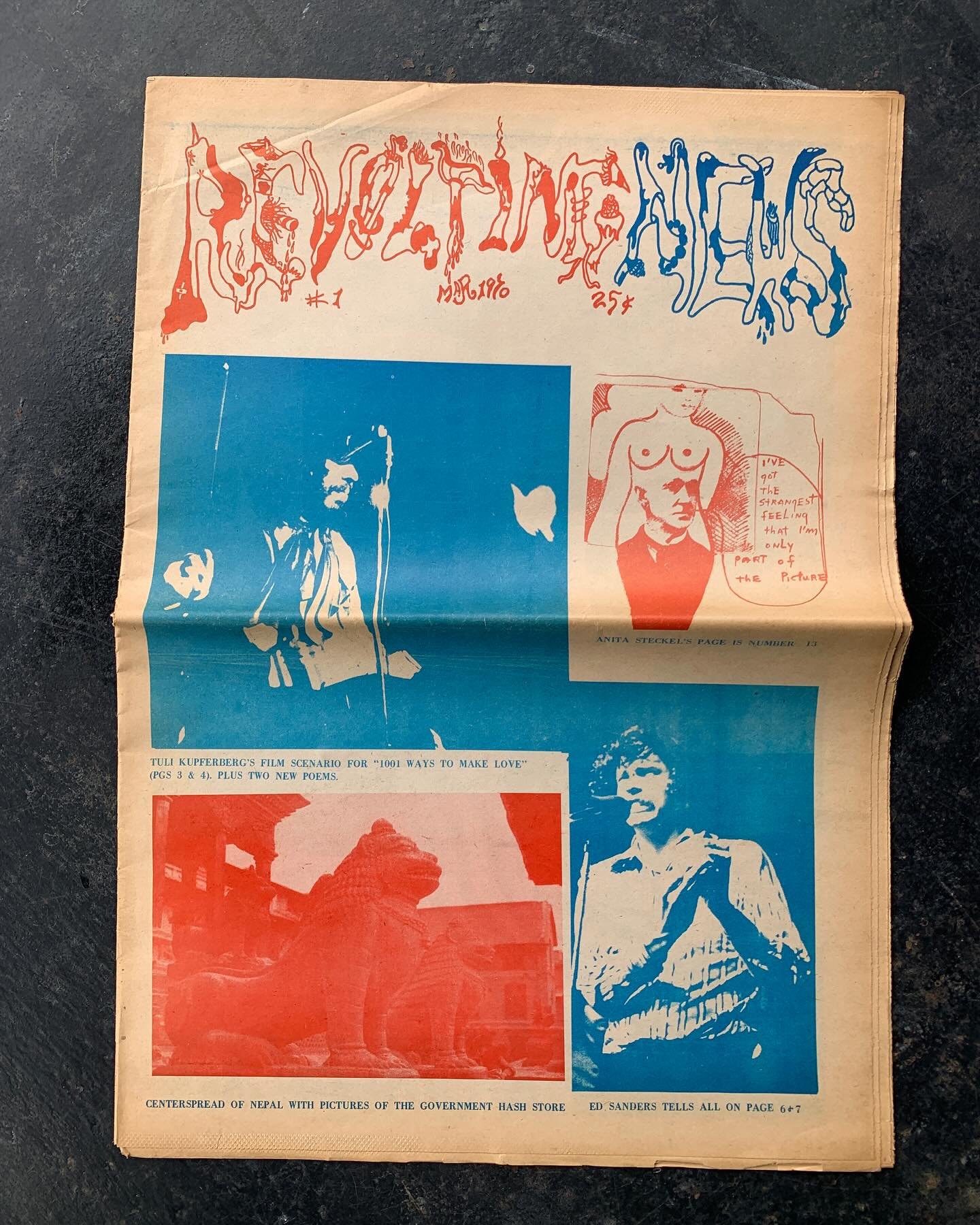 Revolting News from March 1970, one  B P f several underground press magazines I&rsquo;m taking into the shop. This stuff i absolutely love, and is increasingly hard to come by.
#undergroundpress
#radicalpolitics
#hippieculture 
#1970s
#antiestablish