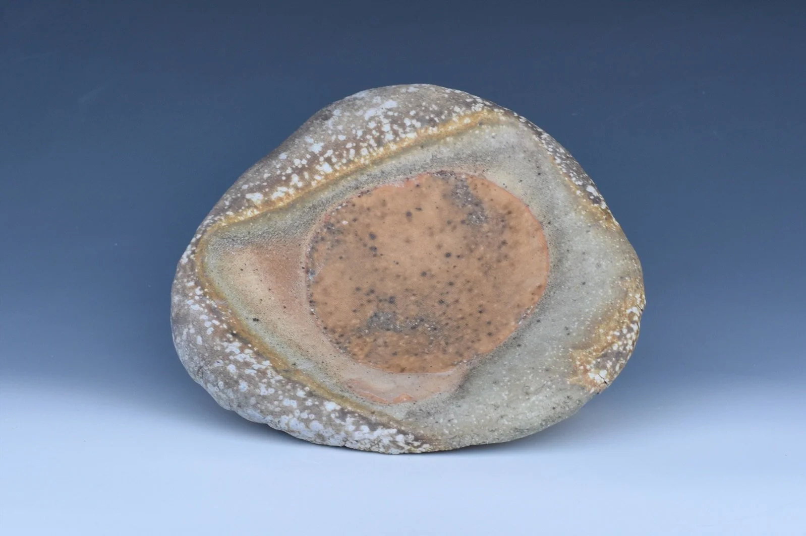 These tripod trays are tricky things. Lots of ways for them to fail. Drying cracks, warping, getting stuck to whatever gets loaded inside them. I&rsquo;ve had every single one fail in some firings. 

This one made it through the recent anagama firing