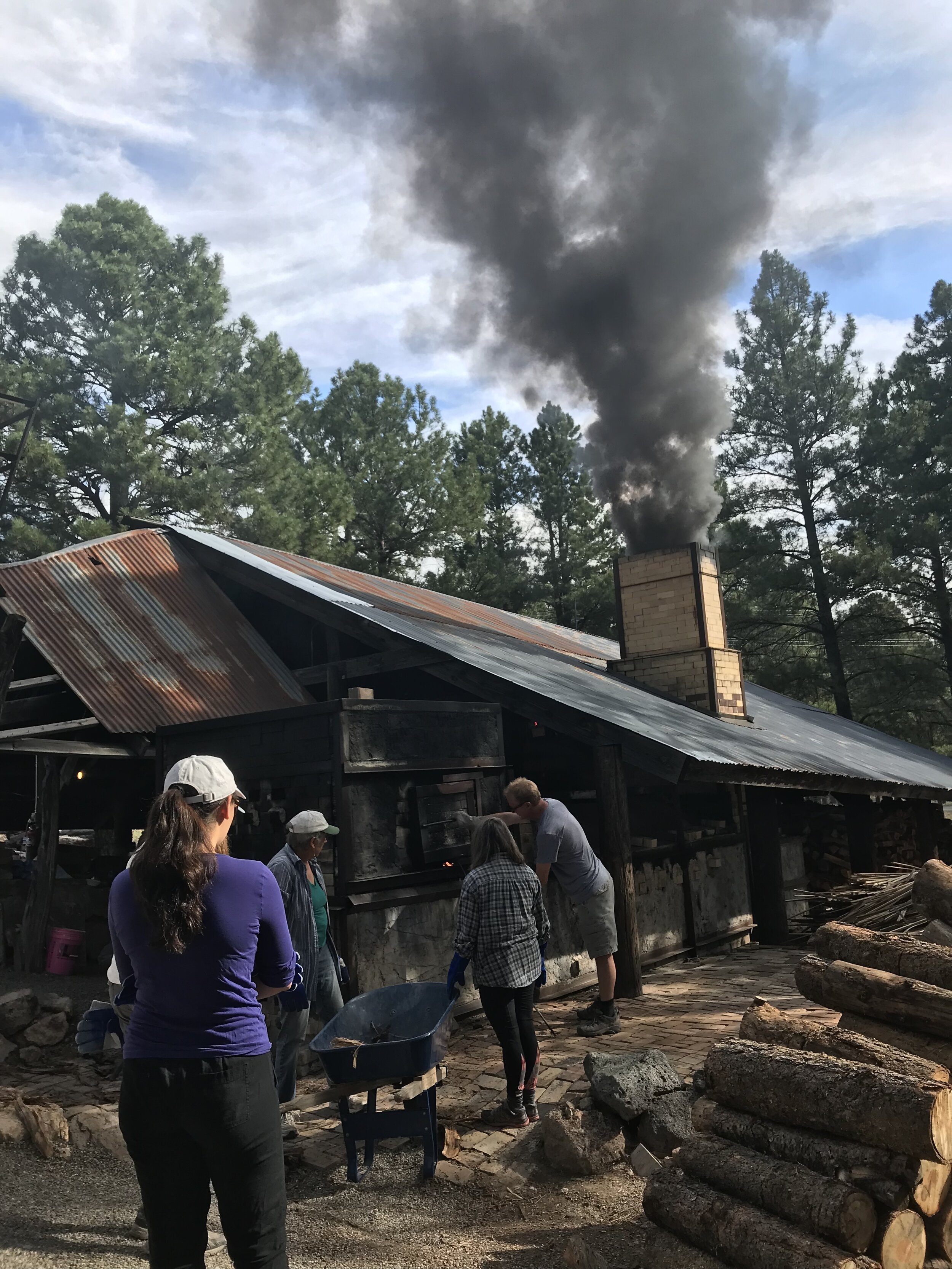 Firing the large train kiln at Northern Arizona University